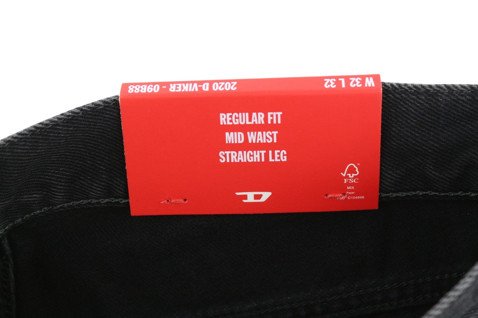 DIESEL 2020 D-Viker 09B88 Men's Jeans W32/L32 Washed Black Straight RRP175