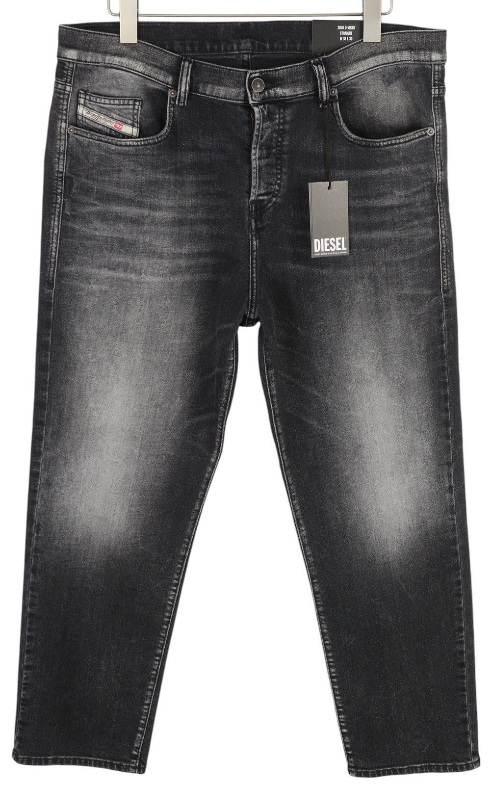 DIESEL 2020 D-Viker R9K28 Men Jeans W38/L30 Black Washed Straight Button RRP250