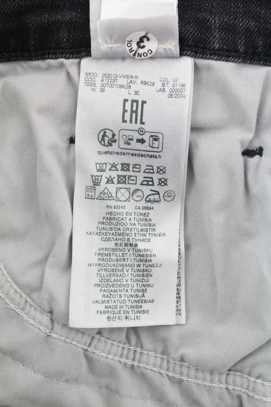 DIESEL 2020 D-Viker R9K28 Men Jeans W38/L30 Black Washed Straight Button RRP250