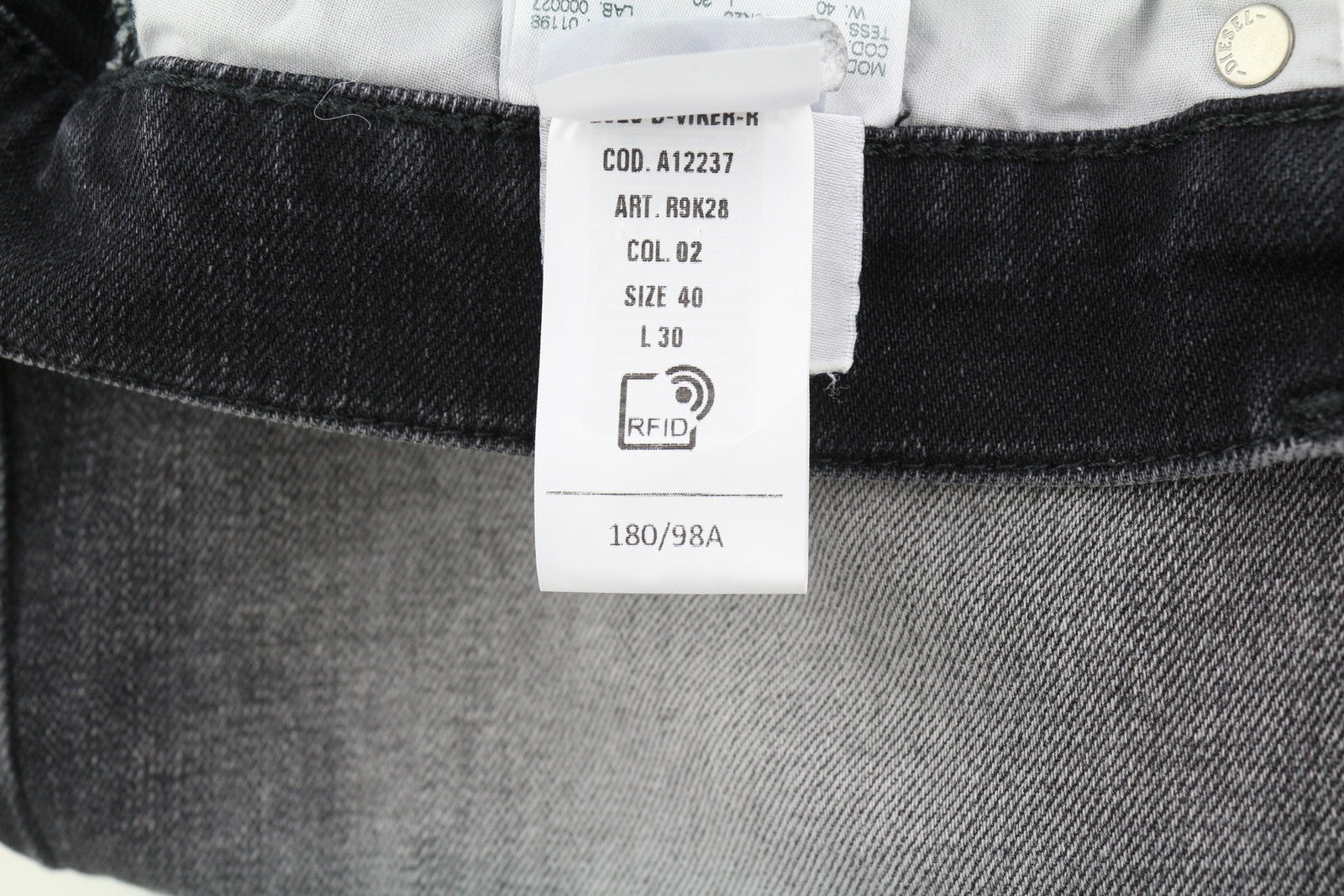 DIESEL 2020 D-Viker R9K28 Men Jeans W40/L30 Washed Black Straight Button RRP250