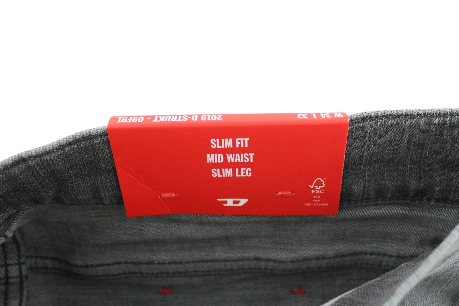 DIESEL 2019 D-Strukt 09F91 Men's Jeans W34/L32 Slim Grey Washed Zip Fly RRP175