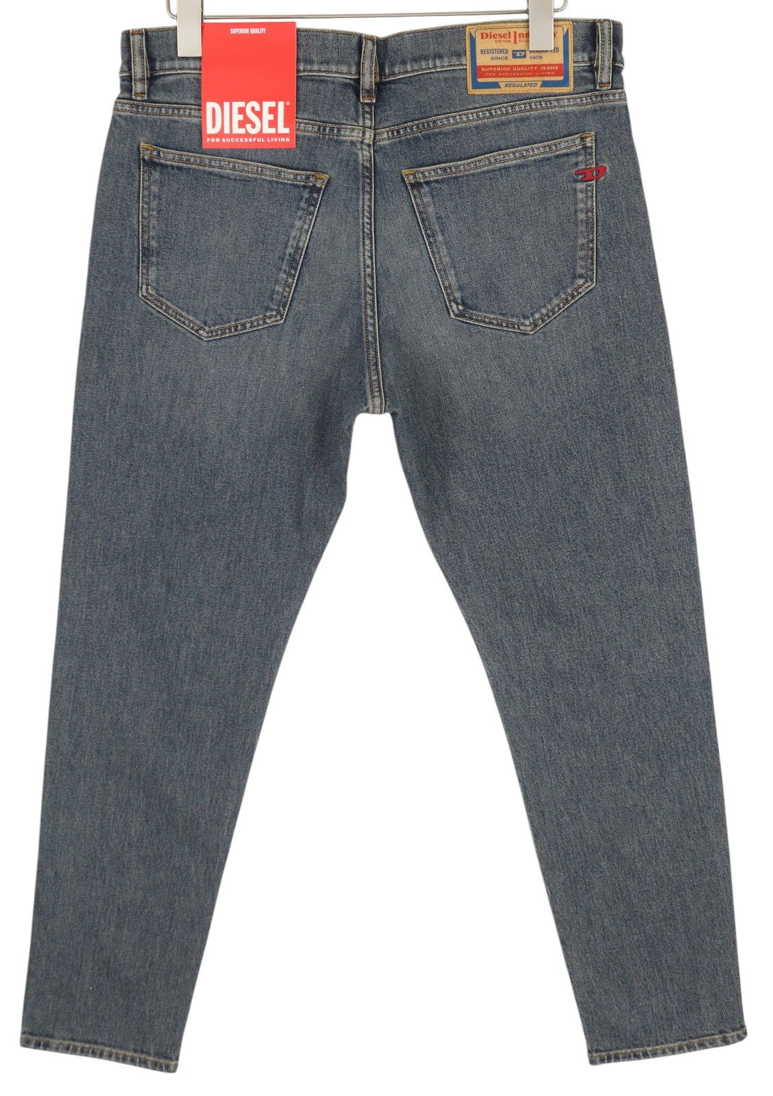 DIESEL 2019 D-Strukt 09F74 Men's Jeans W34/L30 Slim Fit Blue Washed Zip RRP175