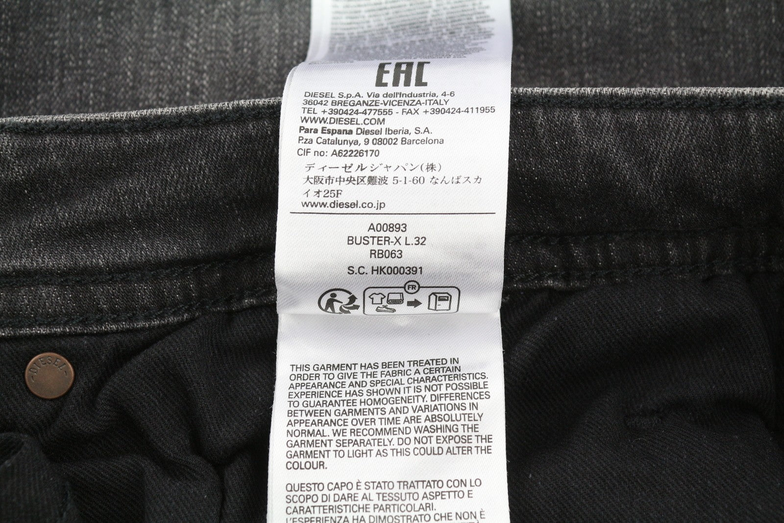 DIESEL Buster-X RB063 Men's Jeans W33/L32 Black Washed Tapered Button RRP175