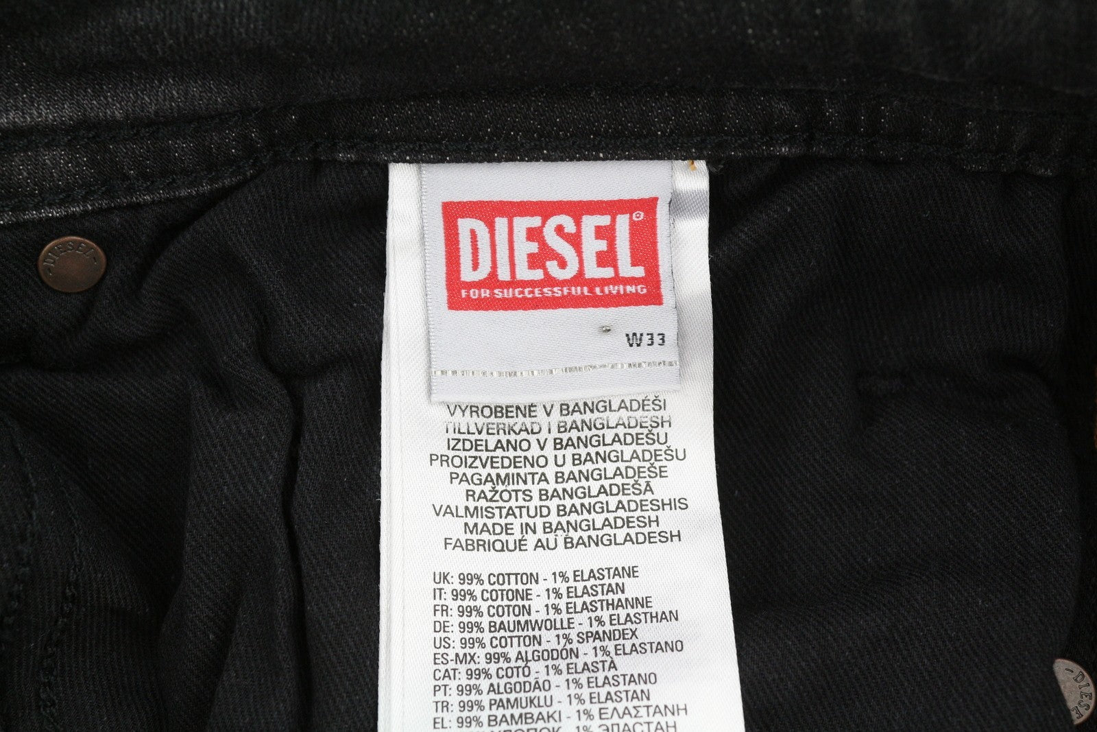 DIESEL Buster-X RB063 Men's Jeans W33/L32 Black Washed Tapered Button RRP175