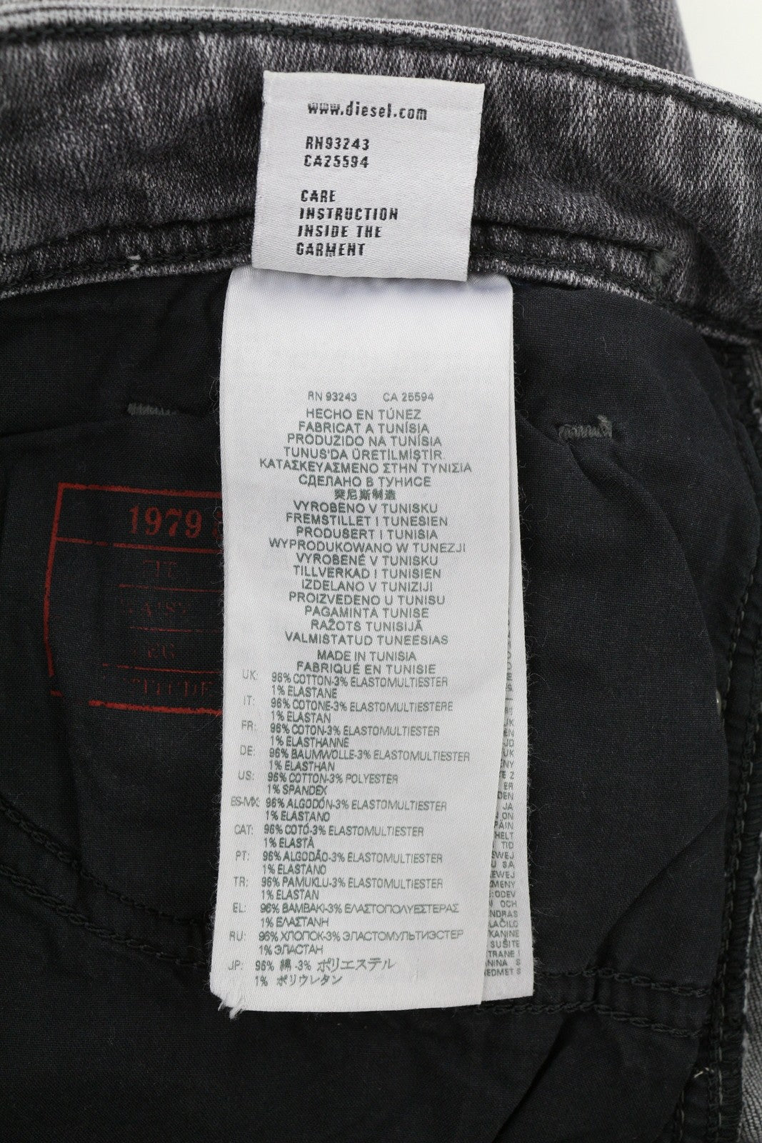 DIESEL 1979 Sleenker 09H70 Men Jeans W34/L32 Skinny Distressed Grey Low RRP250