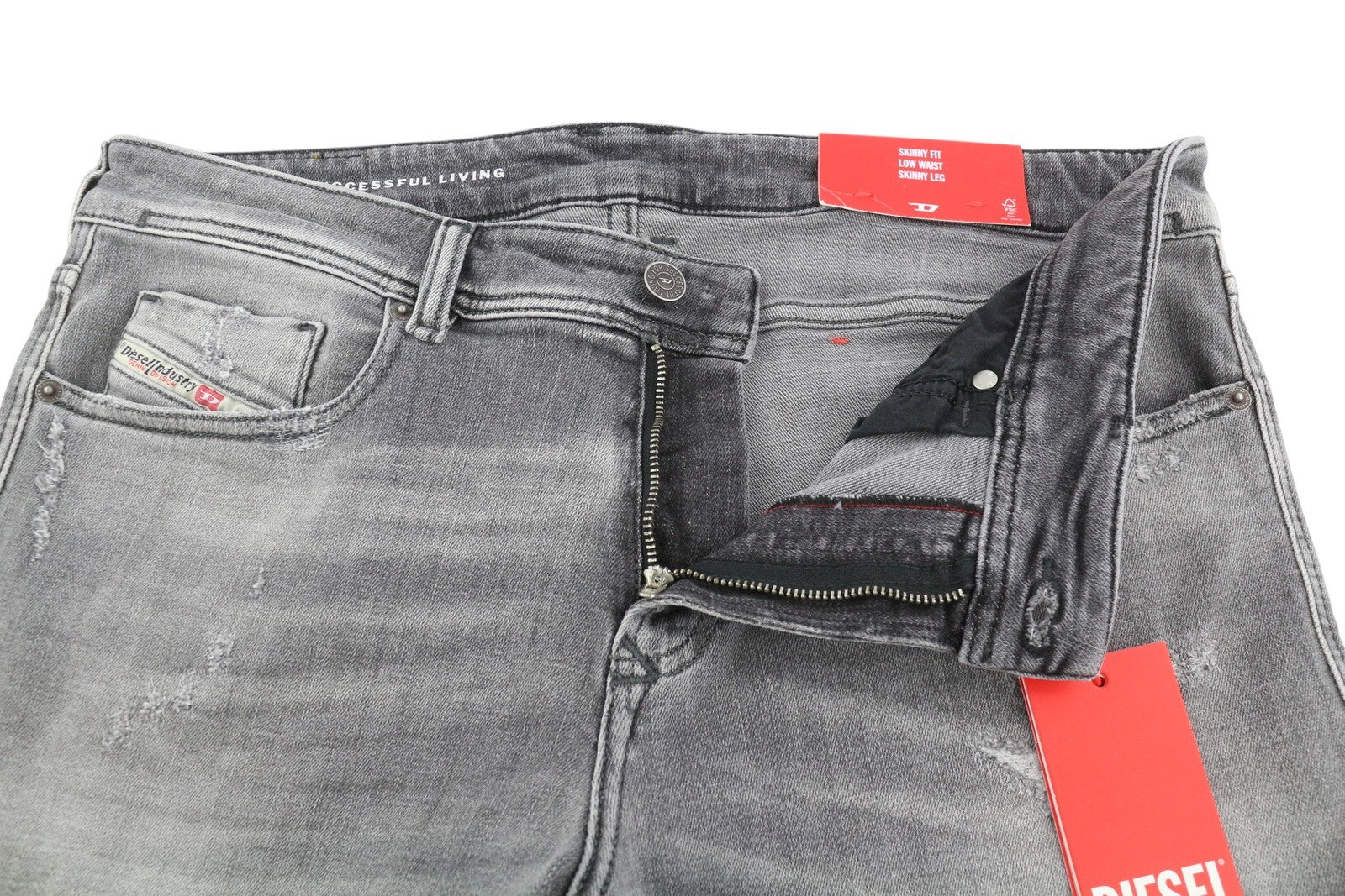 DIESEL 1979 Sleenker 09H70 Men's Jeans W36/L32 Distressed Grey Skinny RRP250