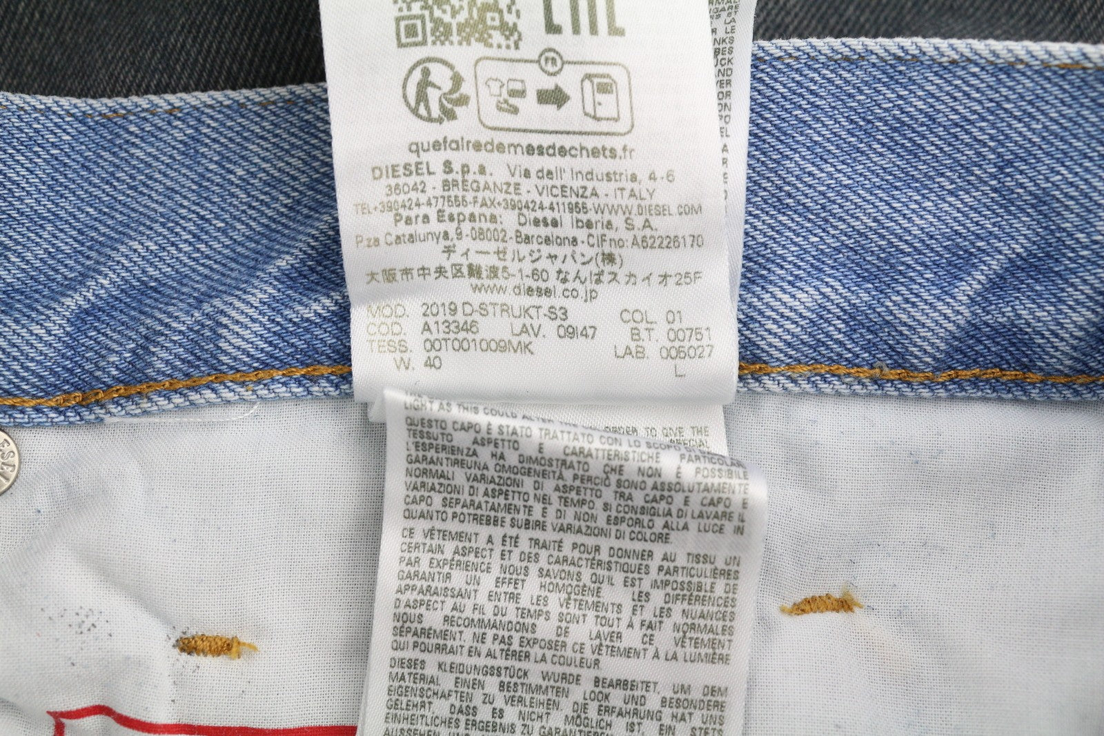 DIESEL 2019 D-Strukt-S3 09I47 Men's Jeans W40 Slim Dark Denim Mid Waist RRP350