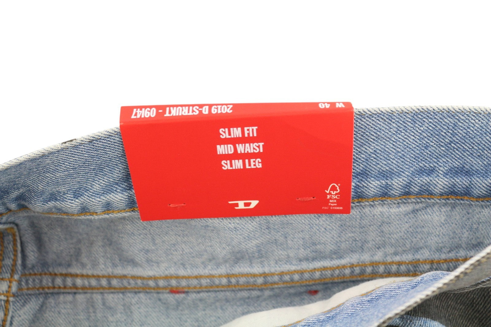 DIESEL 2019 D-Strukt-S3 09I47 Men's Jeans W40 Slim Dark Denim Mid Waist RRP350