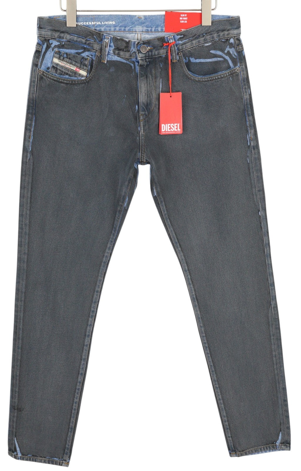 DIESEL 2019 D-Strukt-S3 09I47 Men's Jeans W34 Dark Denim Mid Waist Slim RRP350