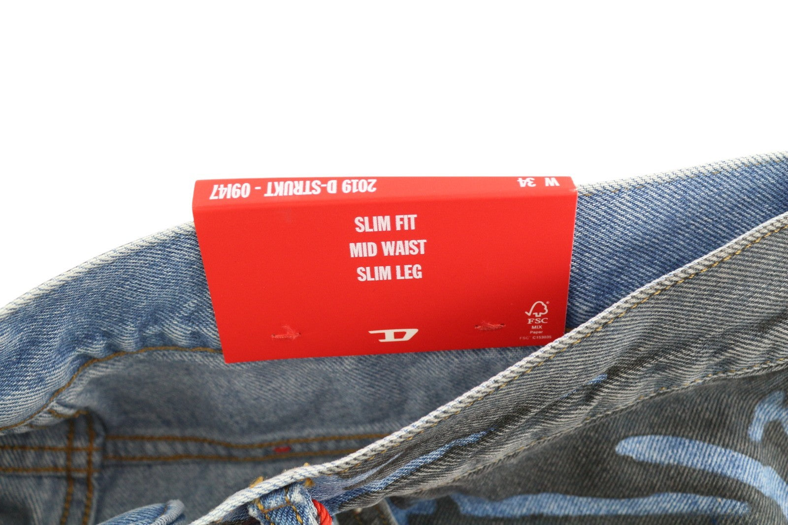 DIESEL 2019 D-Strukt-S3 09I47 Men's Jeans W34 Dark Denim Mid Waist Slim RRP350