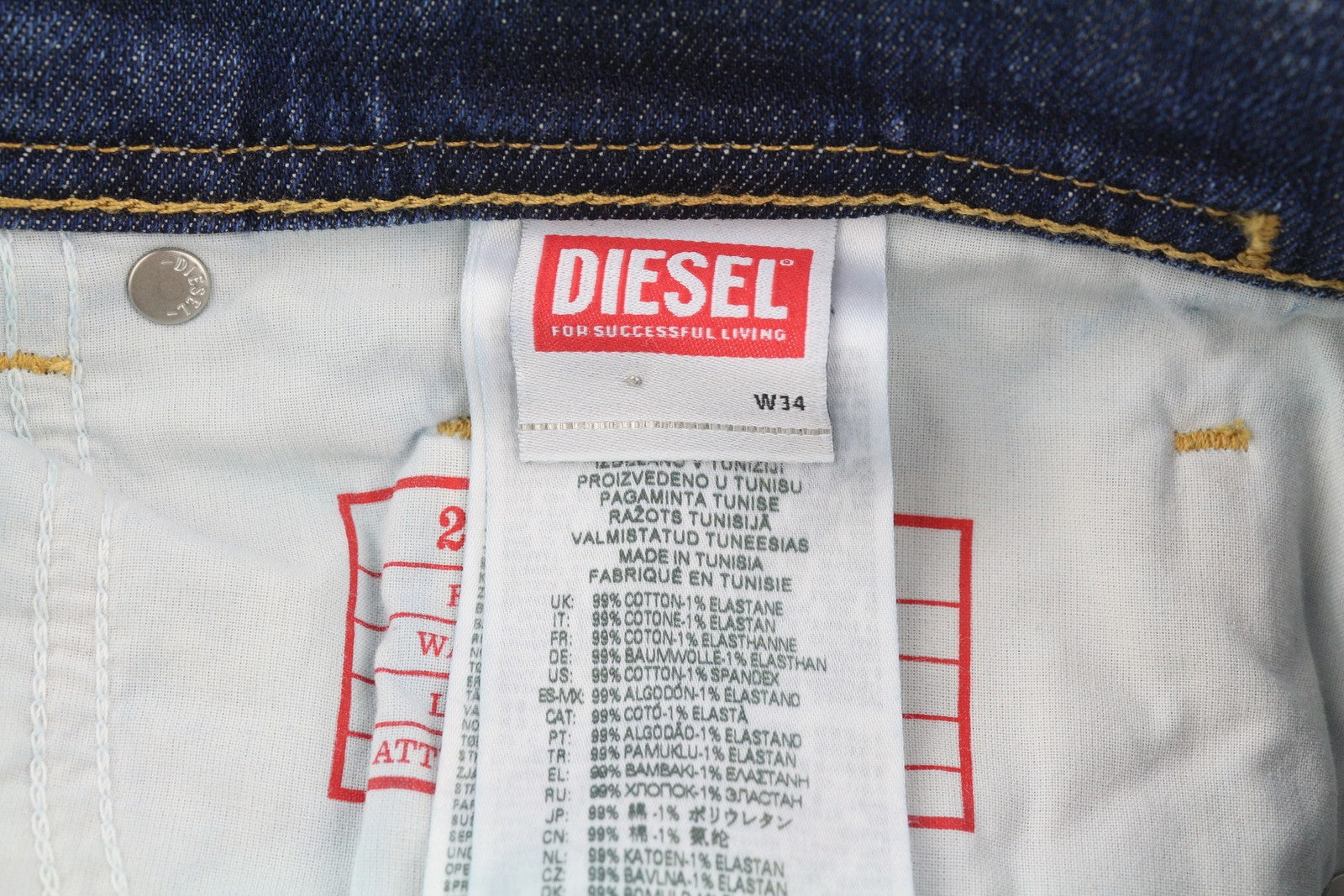 DIESEL 2023 D-Finitive 09H43 Men's Jeans W34/L32 Tapered Regular Blue RRP225