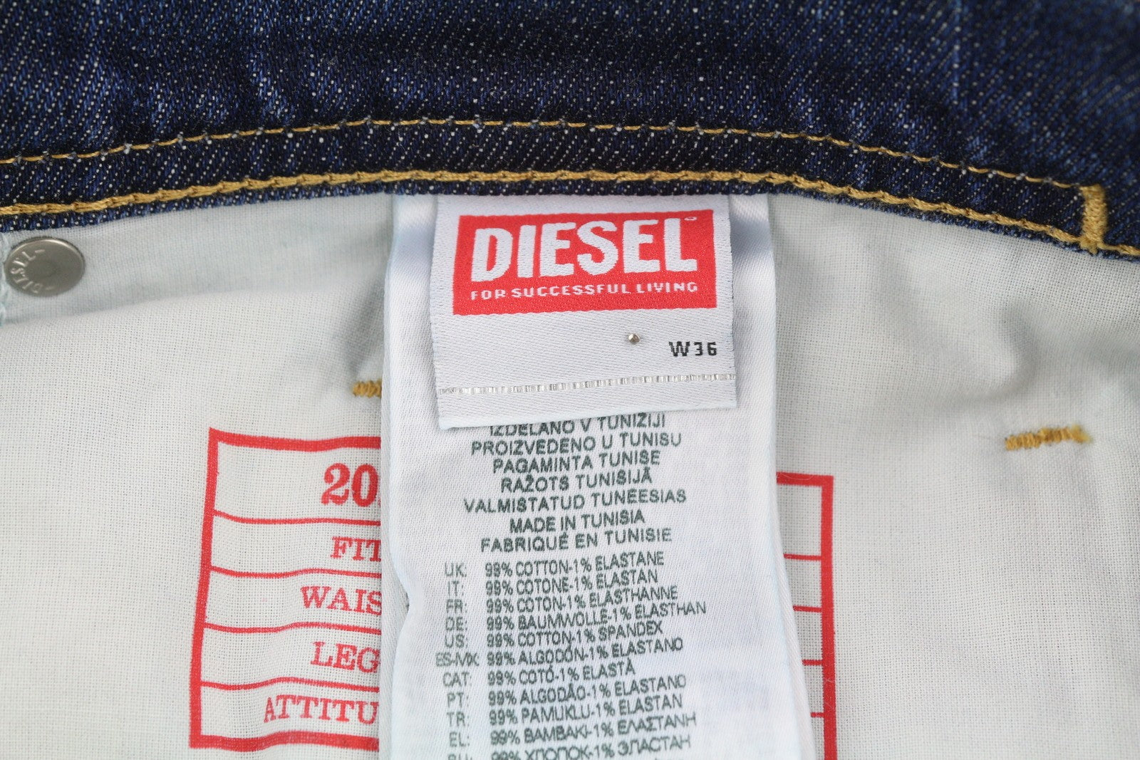 DIESEL 2023 D-Finitive 09H43 Men's Jeans W36/L32 Blue Tapered Regular RRP225