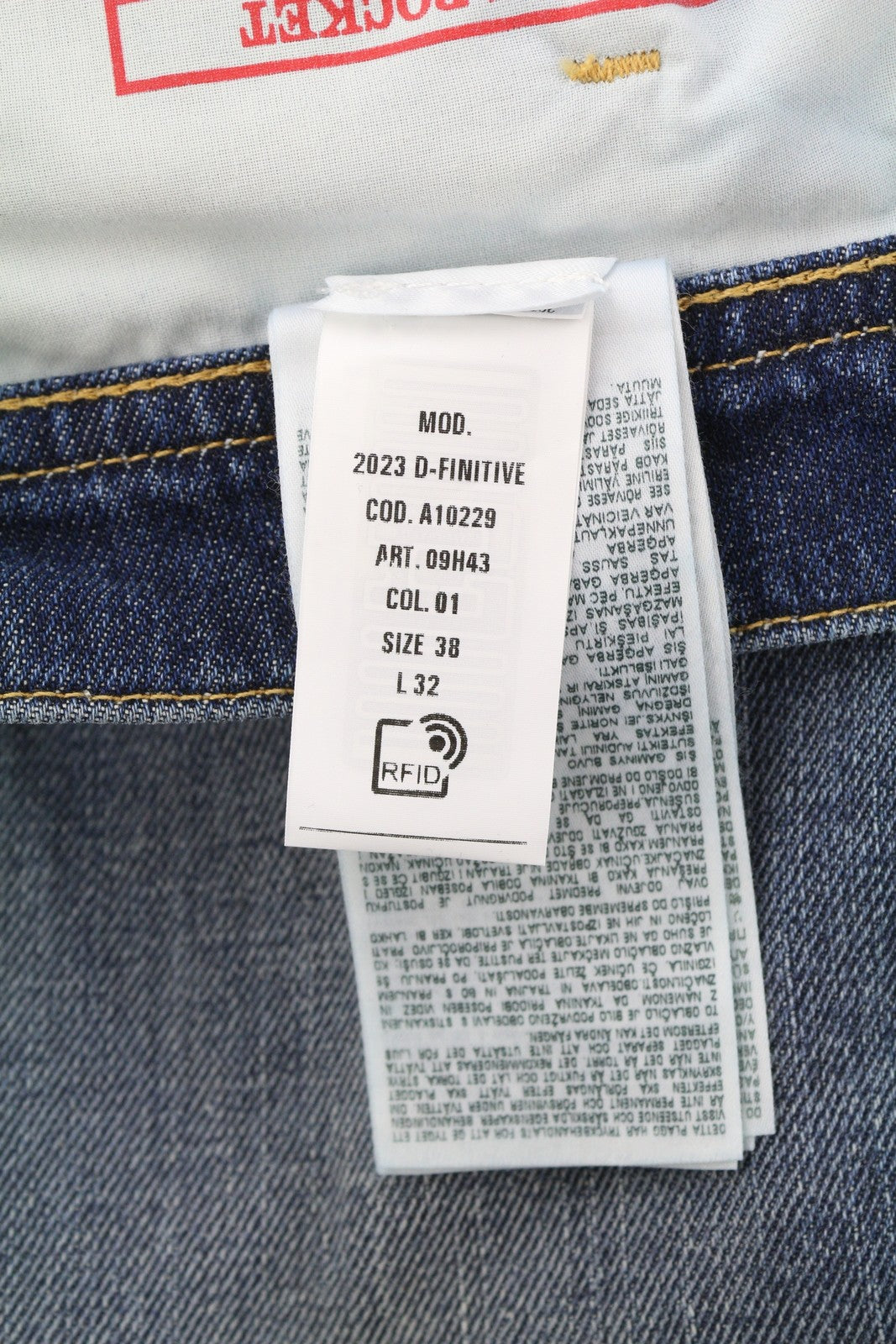 DIESEL 2023 D-Finitive 09H43 Men's Jeans W38/L32 Blue Regular Tapered RRP225