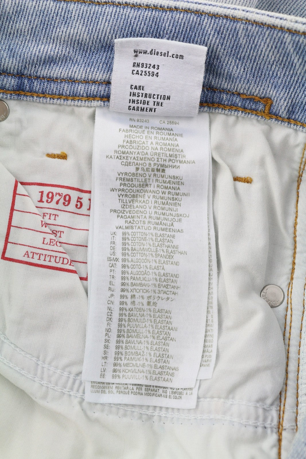 DIESEL 1979 Sleenker 09F14 Men Jeans W34/L32 Low Skinny Distressed Blue RRP250