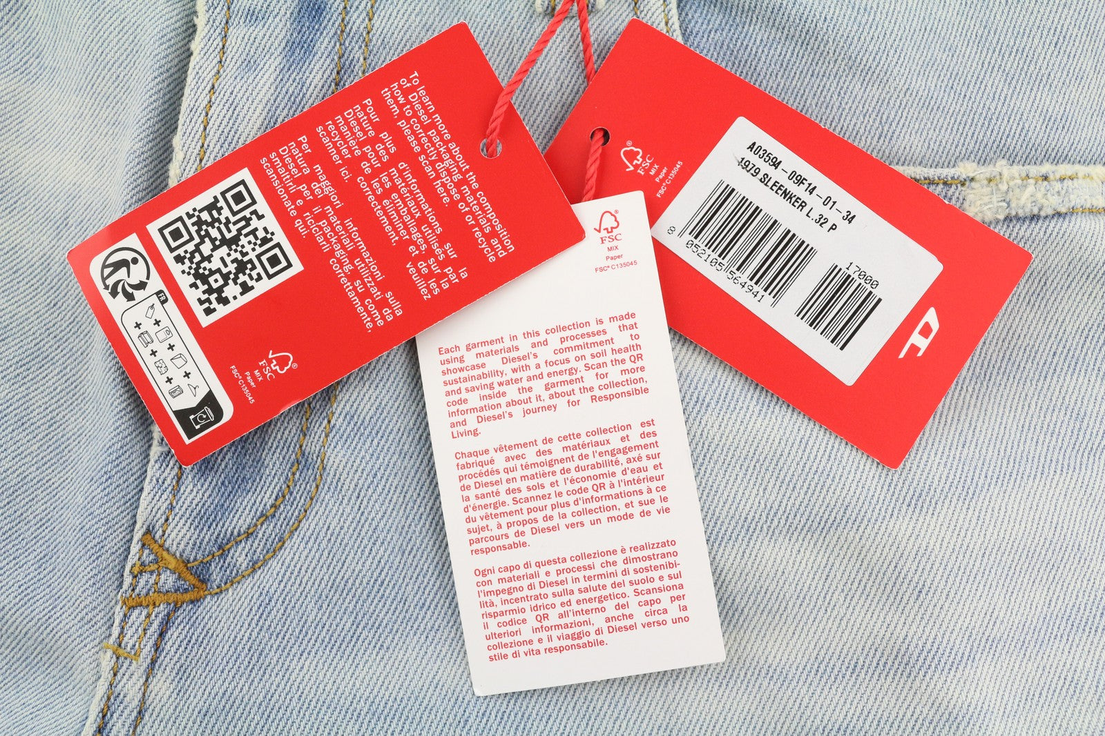 DIESEL 1979 Sleenker 09F14 Men Jeans W34/L32 Low Skinny Distressed Blue RRP250