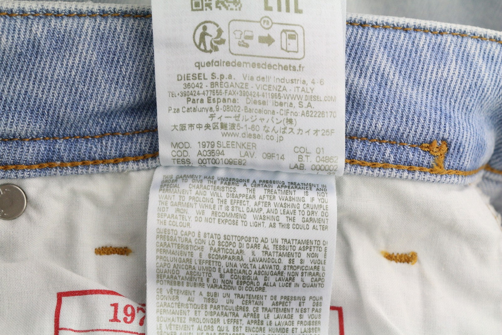 DIESEL 1979 Sleenker 09F14 Men Jeans W32/L32 Skinny Distress Low Blue RRP250