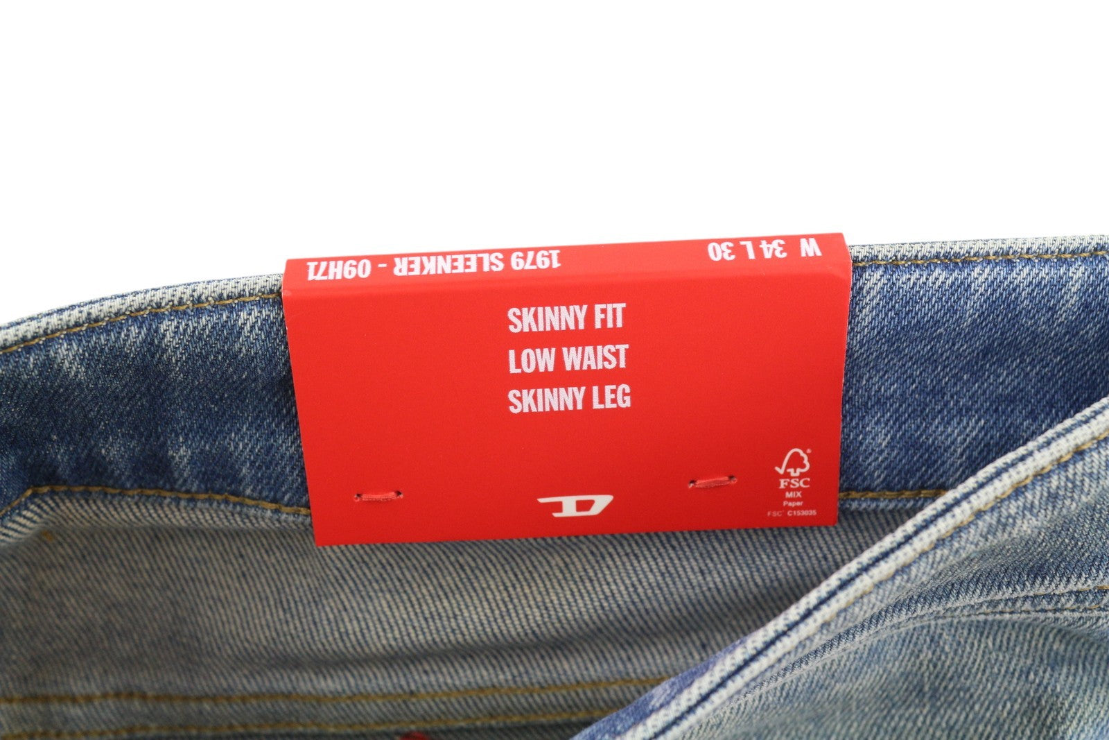 DIESEL 1979 Sleenker 09H71 Men's Jeans W34/L30 Skinny Fit Low Waist Blue RRP225