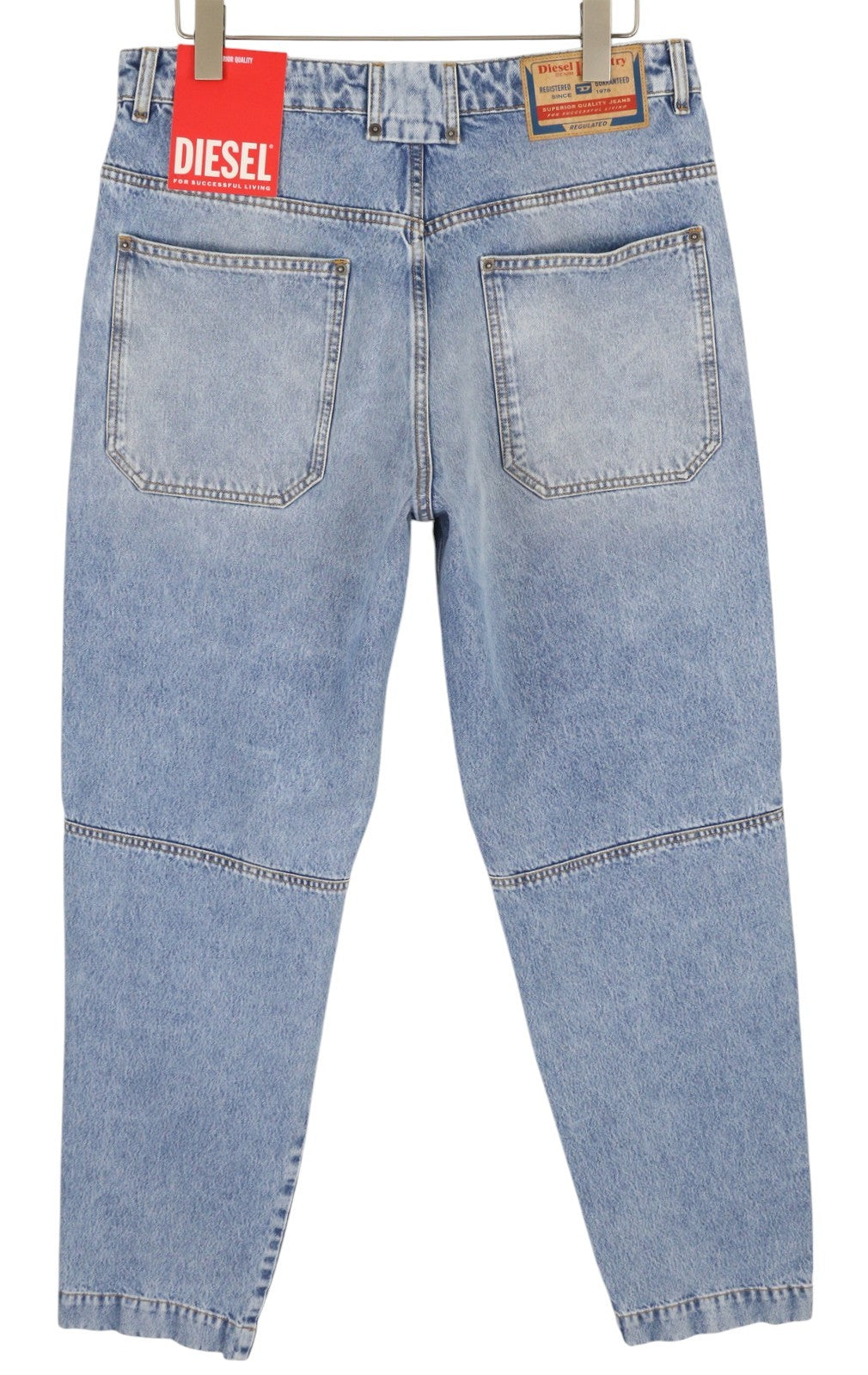 DIESEL P-5-D 0GHAW Men's Jeans W32 Loose Tapered Fit Blue Washed Zip RRP425