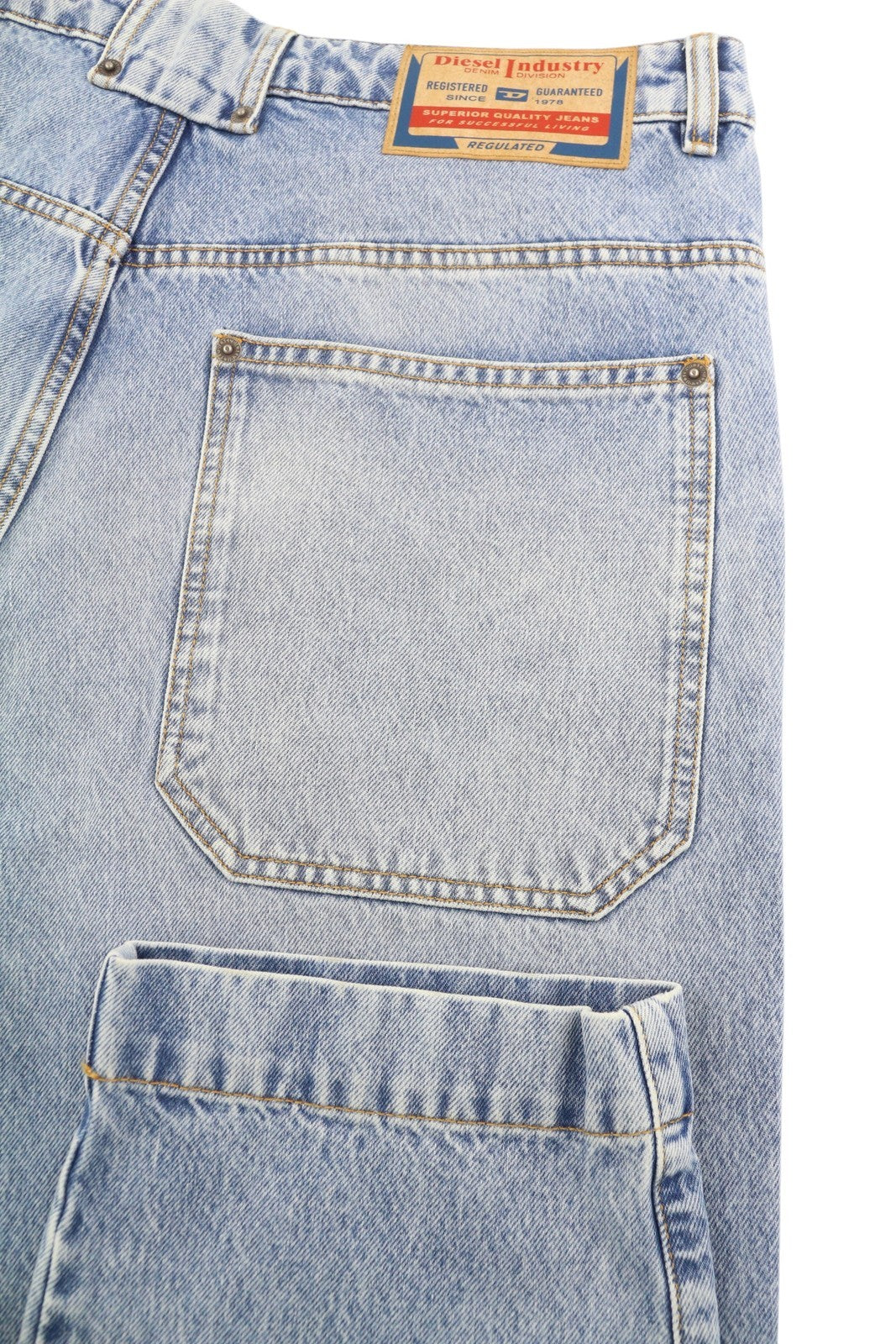 DIESEL P-5-D 0GHAW Men's Jeans W32 Loose Tapered Fit Blue Washed Zip RRP425