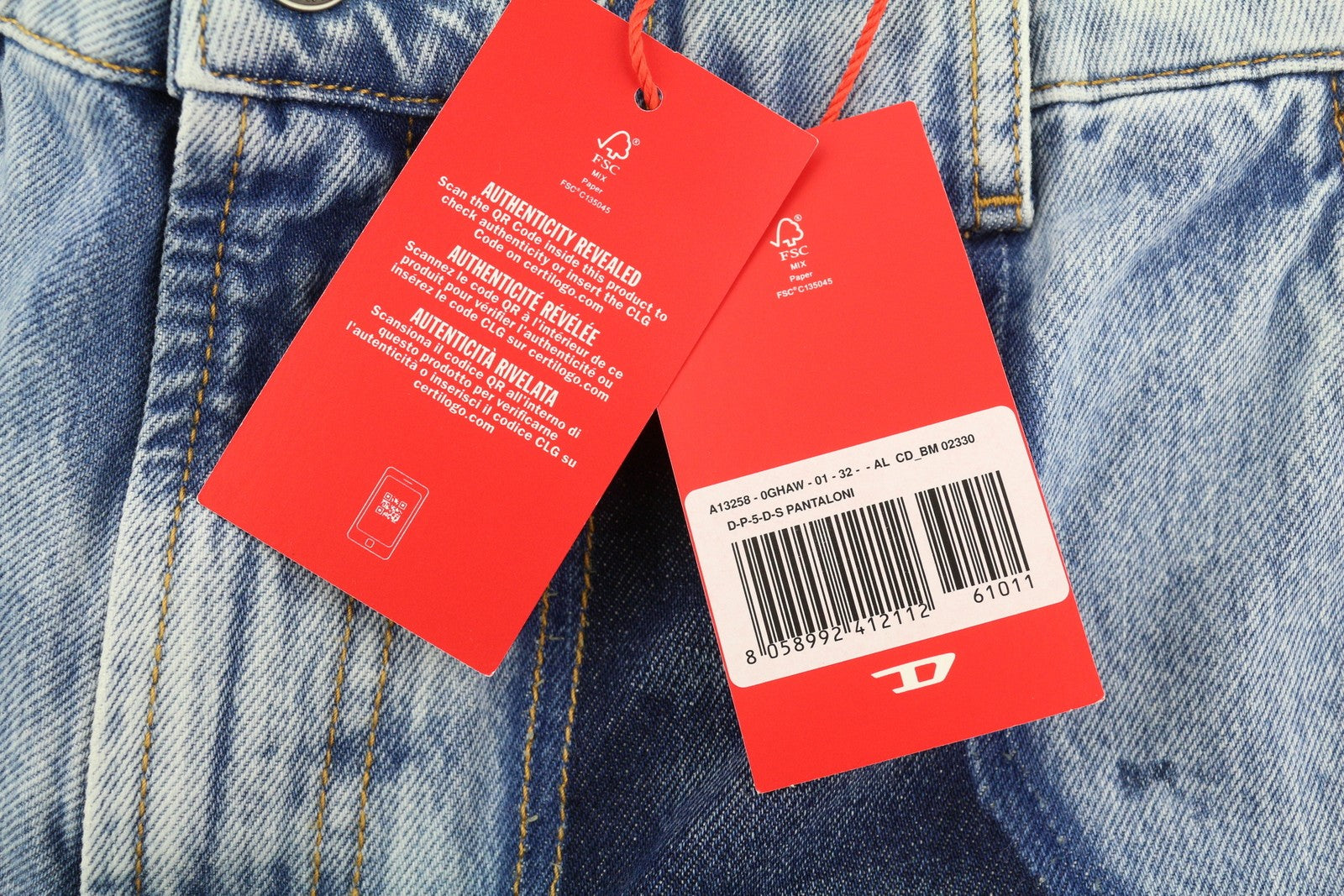 DIESEL P-5-D 0GHAW Men's Jeans W32 Loose Tapered Fit Blue Washed Zip RRP425