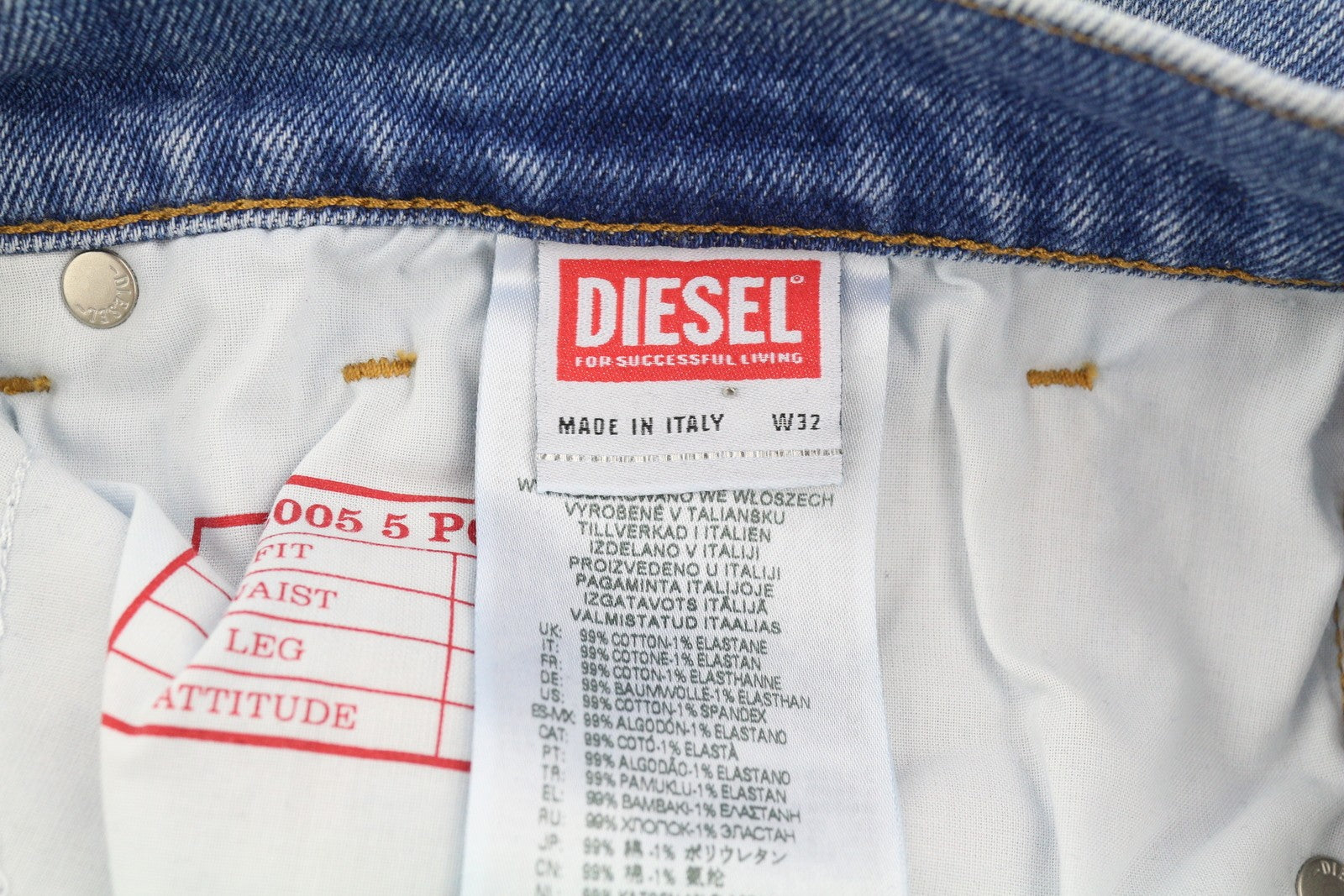 DIESEL 2005 D-Fining 09E85 Men Jeans W32/L30 Regular Tapered Blue Washed RRP295