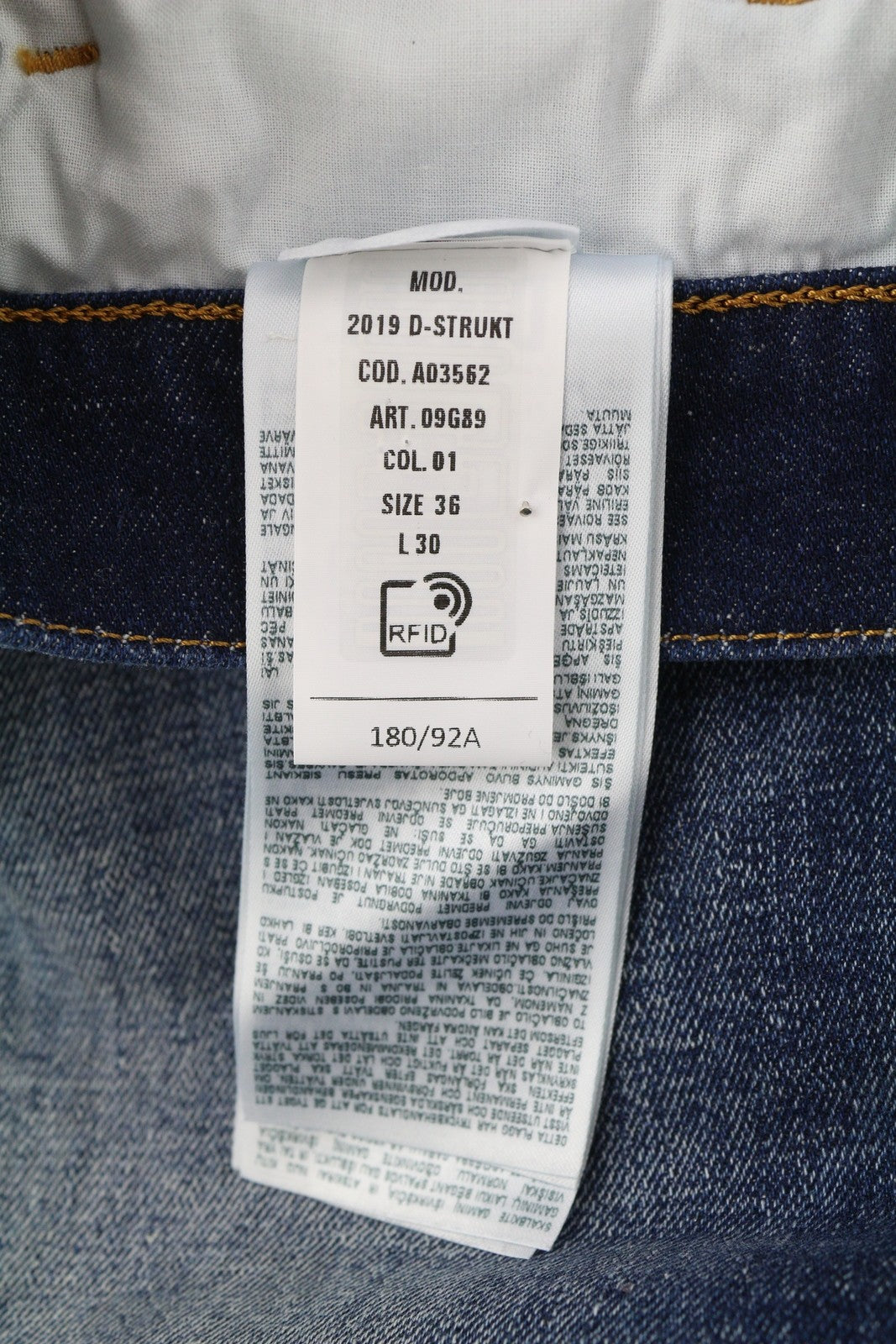 DIESEL 2019 D-Strukt 09G89 Men's Jeans W36/L30 Slim Blue Washed Ripped RRP325