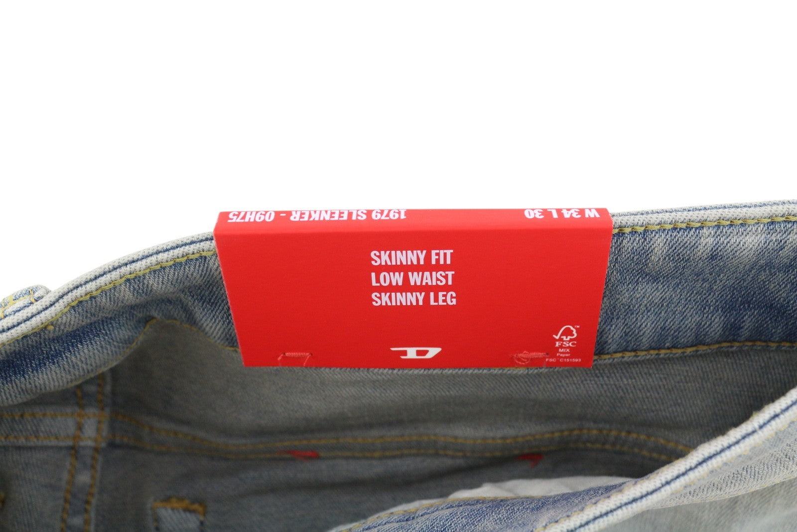 DIESEL 1979 Sleenker 09H75 Men's Jeans W34/L30 Skinny Low Waist Blue RRP295