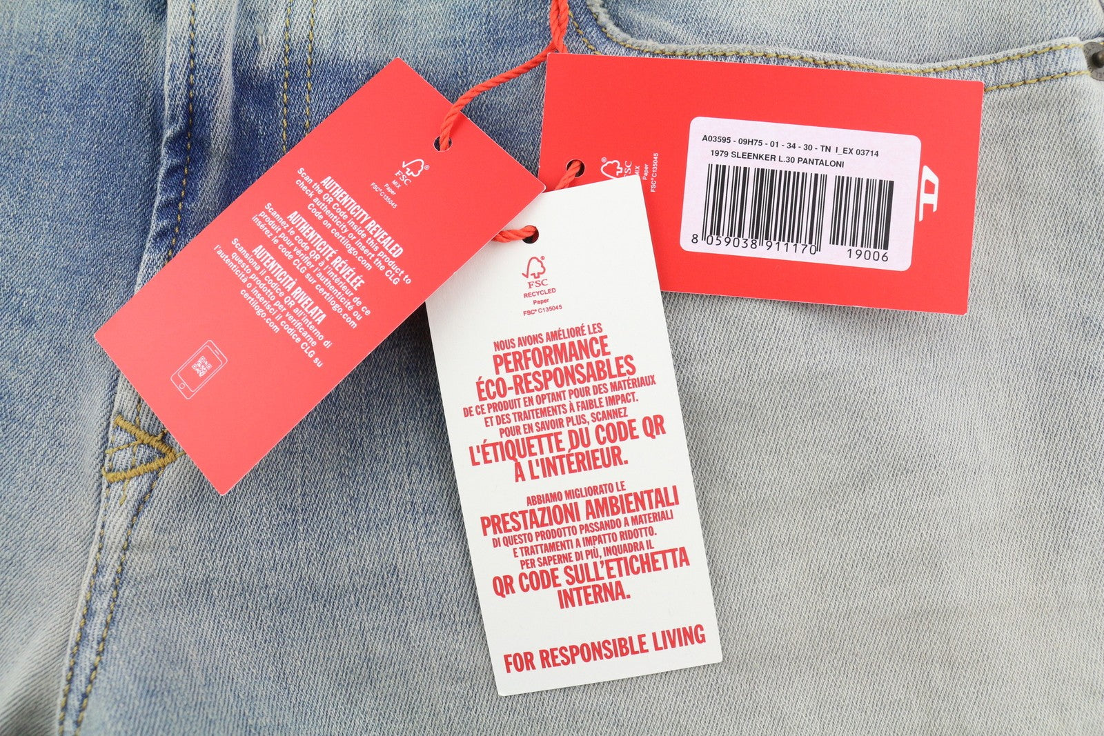 DIESEL 1979 Sleenker 09H75 Men's Jeans W34/L30 Skinny Low Waist Blue RRP295