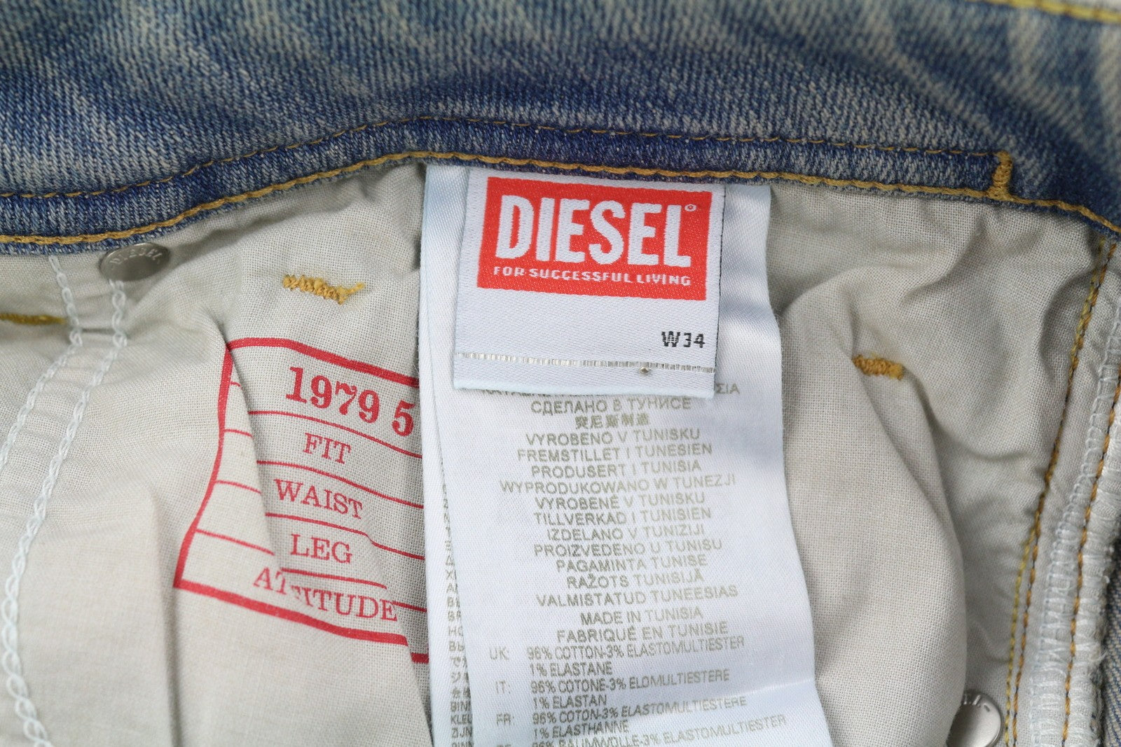 DIESEL 1979 Sleenker 09H75 Men's Jeans W34/L30 Skinny Low Waist Blue RRP295