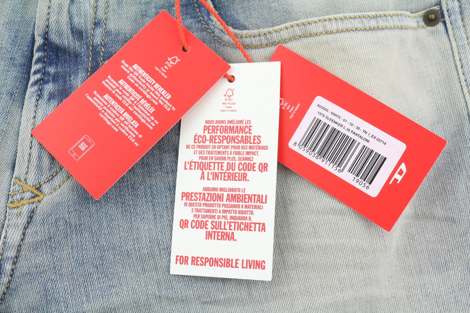 DIESEL 1979 Sleenker 09H75 Men Jeans W32/L30 Skinny Low Blue Washed RRP295