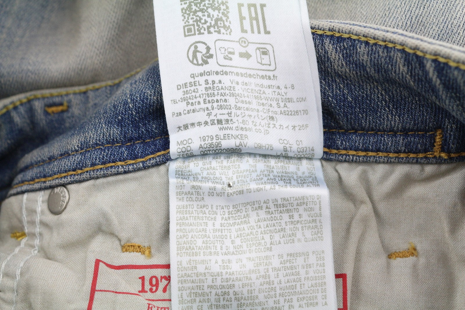 DIESEL 1979 Sleenker 09H75 Men Jeans W32/L30 Skinny Low Blue Washed RRP295