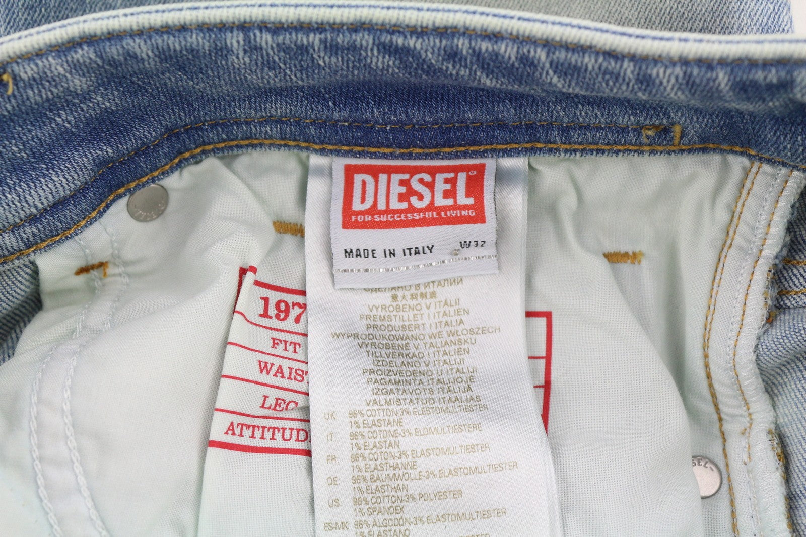DIESEL 1979 Sleenker 09F08 Men's Jeans W32/L32 Skinny Low Paint Blue RRP295