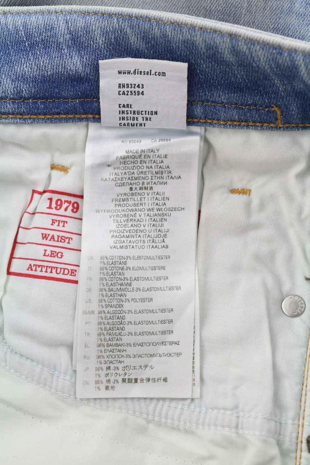 DIESEL 1979 Sleenker 09F08 Men's Jeans W32/L32 Skinny Low Paint Denim RRP295