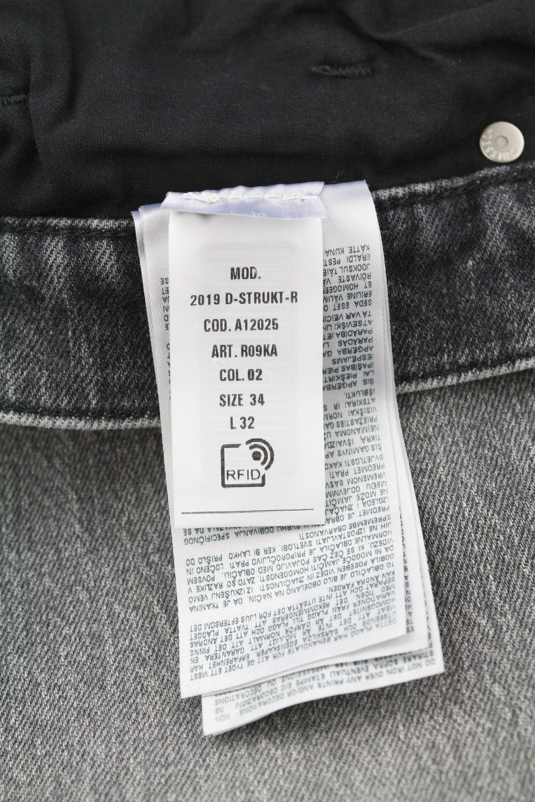 DIESEL 2019 D-Strukt R09KA Men's Jeans W34/L32 Grey Washed Slim Fit Zip RRP225