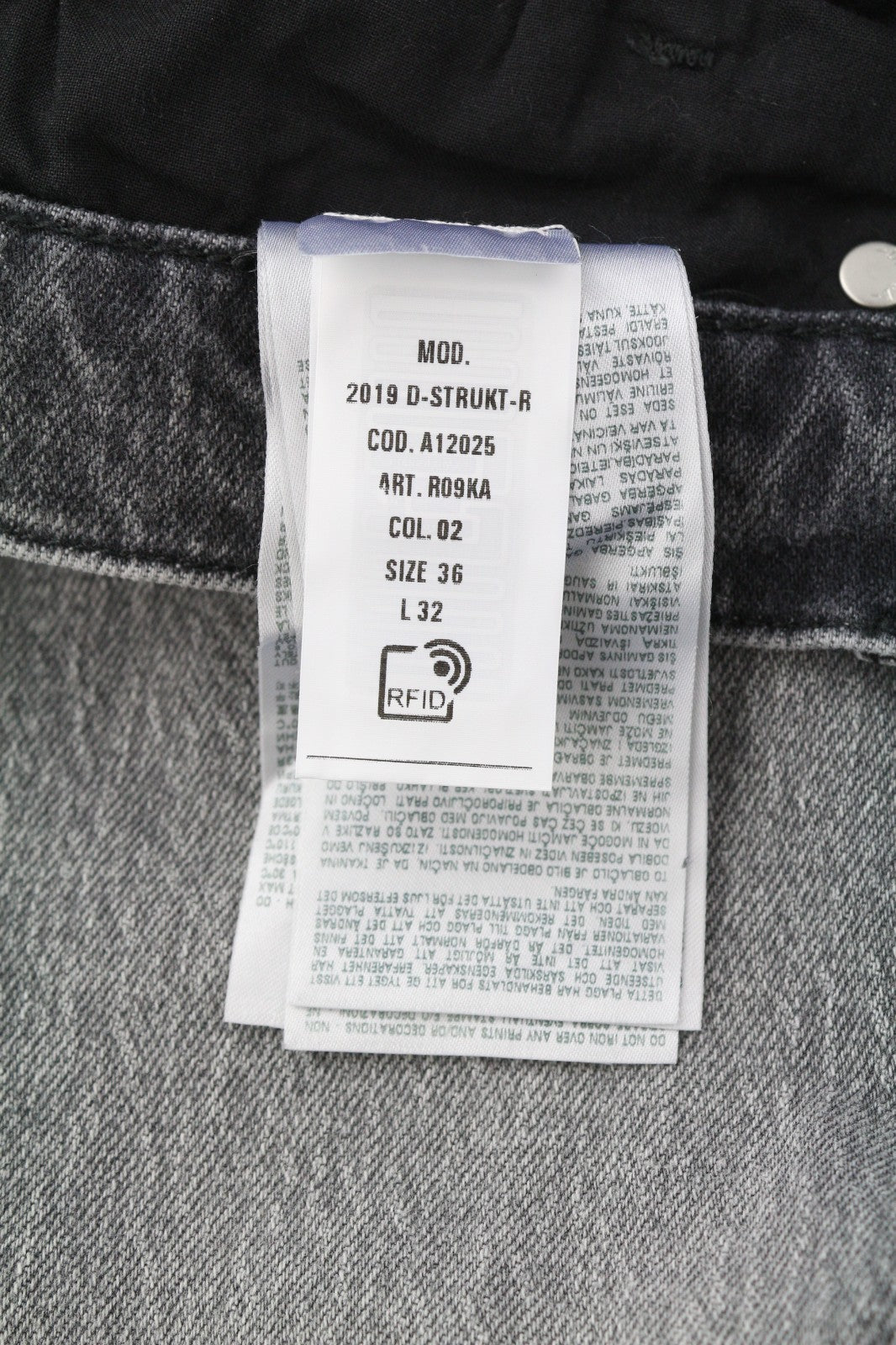 DIESEL 2019 D-Strukt R09KA Men's Jeans W36/L32 Slim Grey Washed Denim RRP225