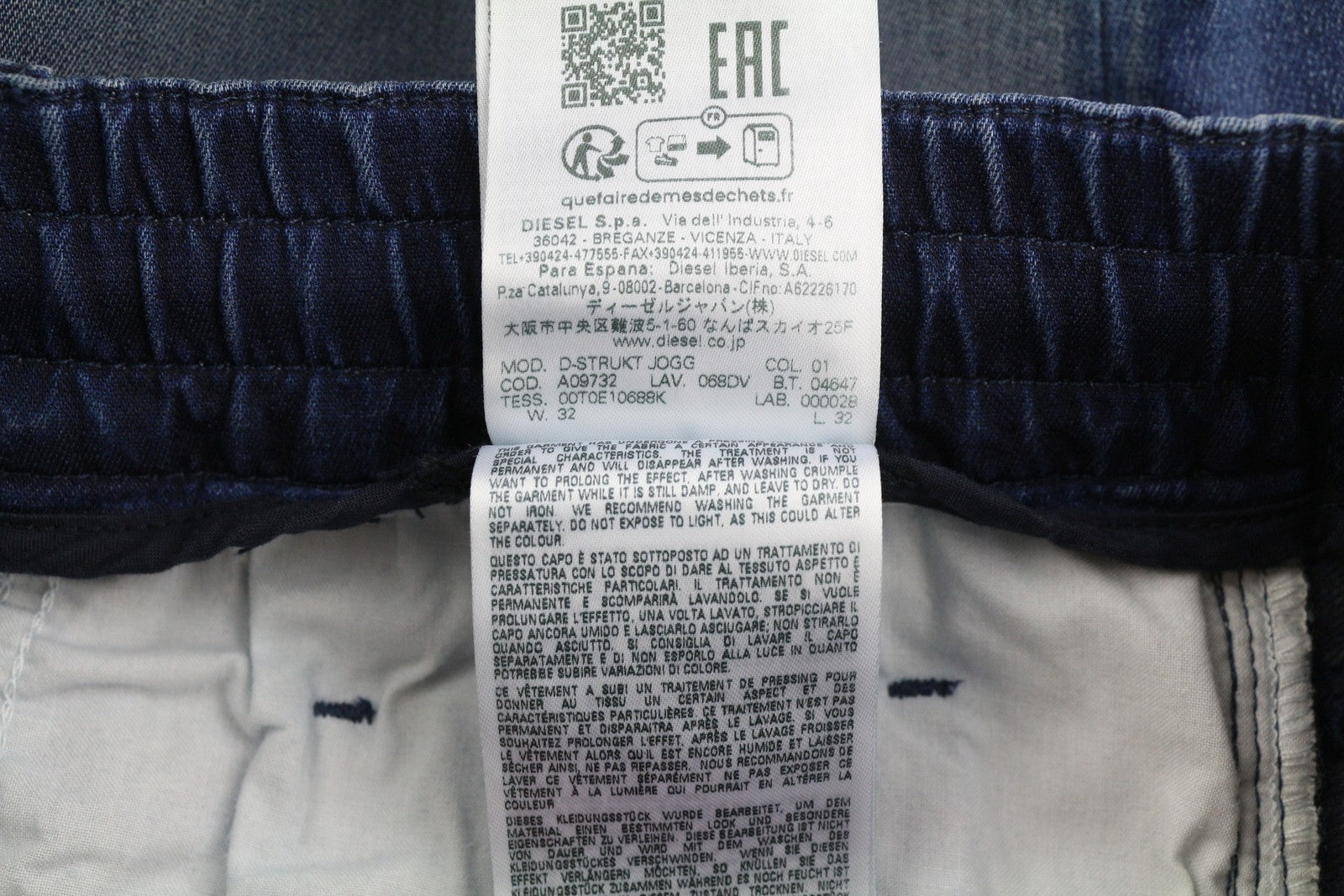 DIESEL D-Strukt Jogg 068DV Men's Jeans W32/L32 Stretch Jogg Blue Washed RRP295