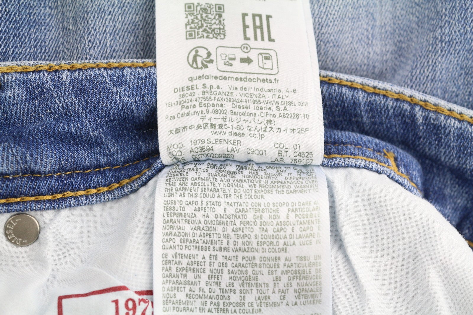 DIESEL 1979 Sleenker 09C01 Men's Jeans W34/L32 Skinny Low Waist Blue RRP195