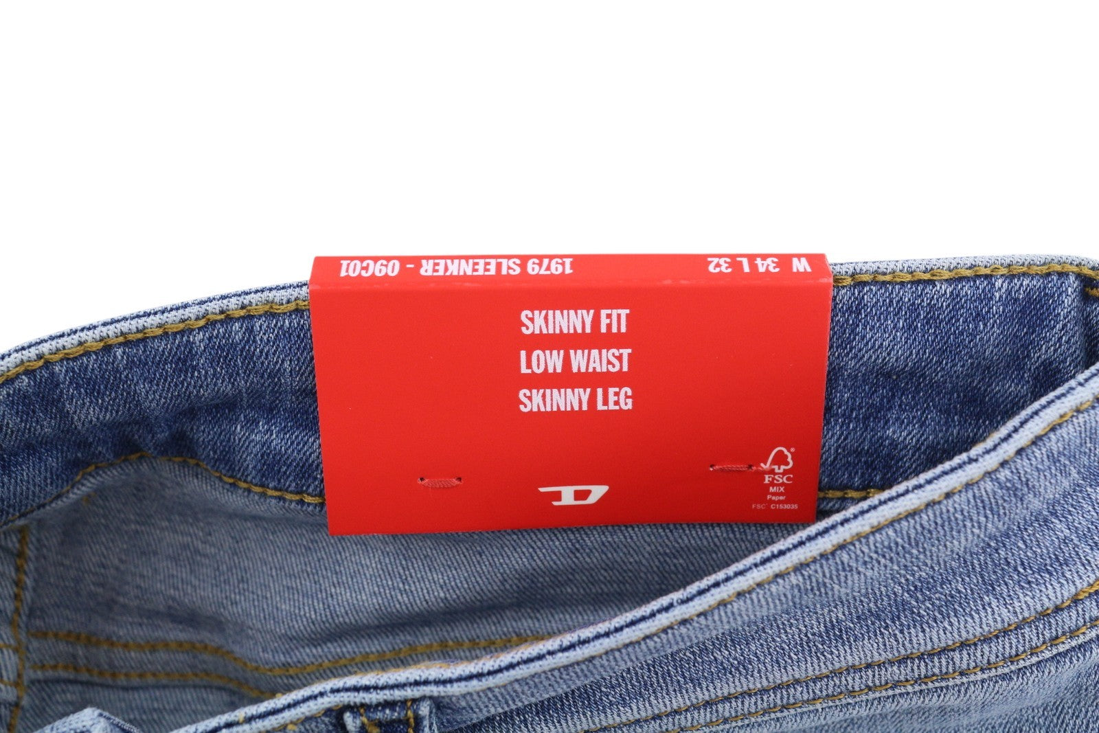 DIESEL 1979 Sleenker 09C01 Men's Jeans W34/L32 Skinny Low Waist Blue RRP195
