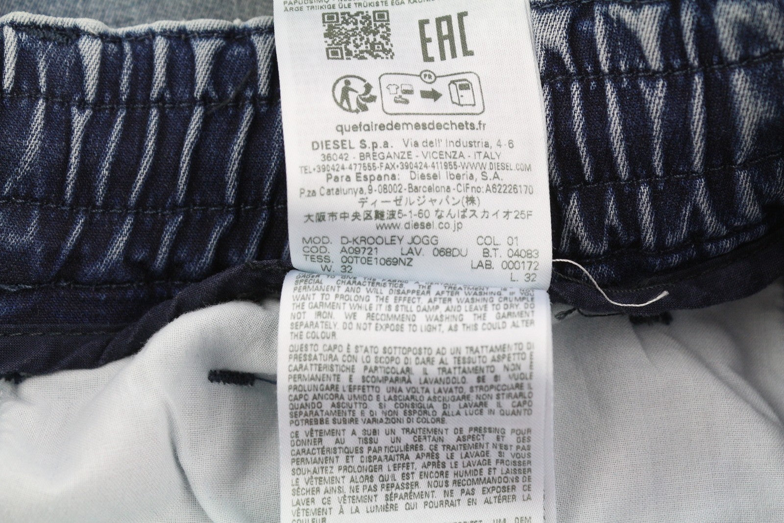 DIESEL D-Krooley Jogg 068DU Men's Jeans W32/L32 Drawstring Blue Denim RRP295