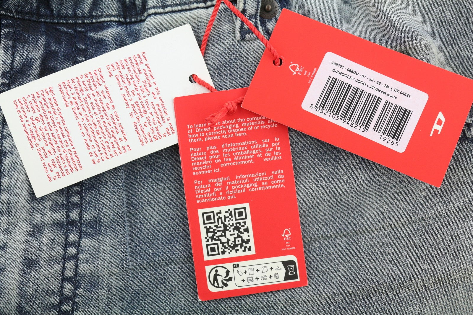 DIESEL D-Krooley Jogg 068DU Men's Jeans W38/L32 Drawstring Blue Denim RRP295