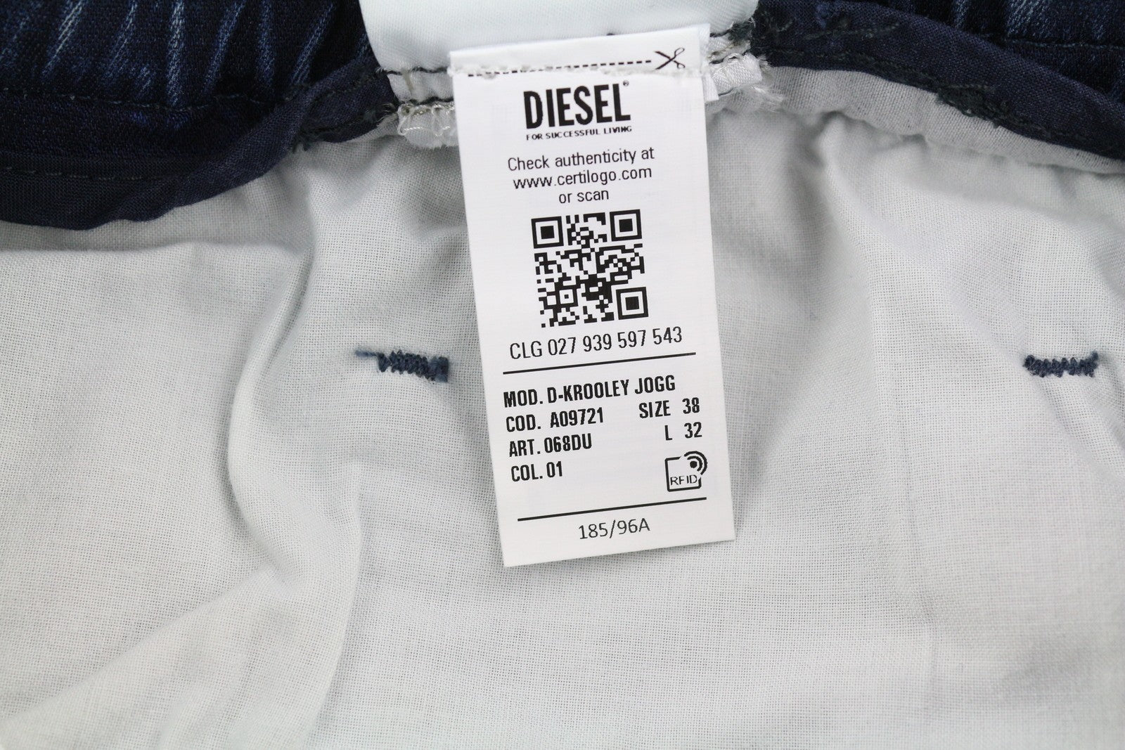 DIESEL D-Krooley Jogg 068DU Men's Jeans W38/L32 Drawstring Blue Denim RRP295