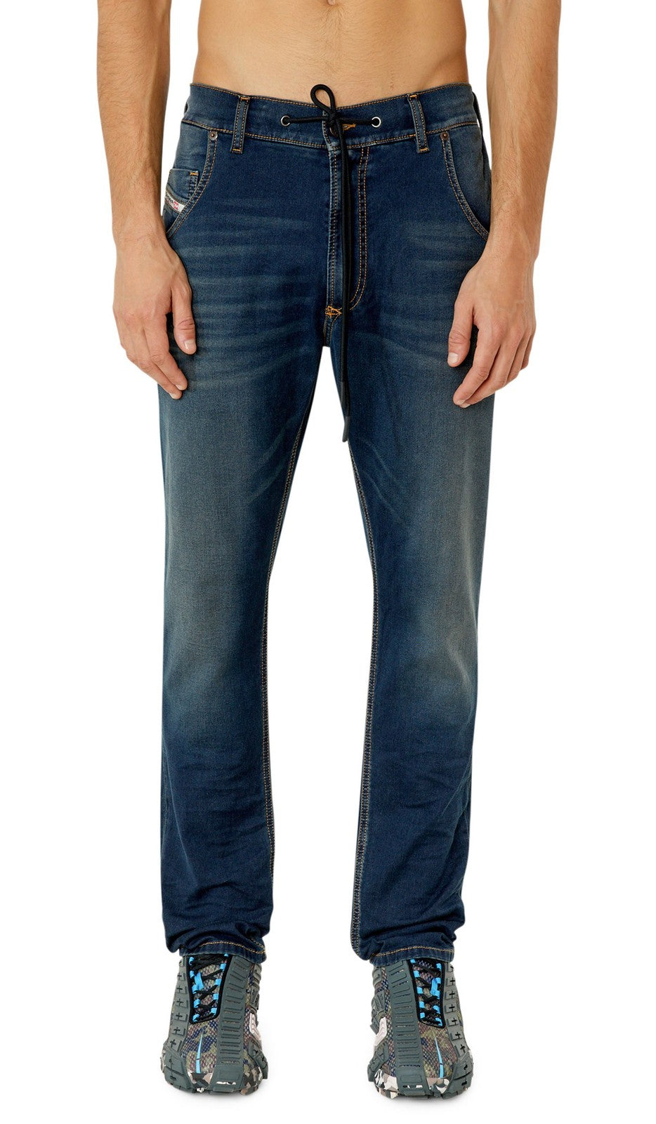 DIESEL Krooley Jogg E69UB Men Jeans W36/L32 Tapered Stretch Blue Washed RRP295