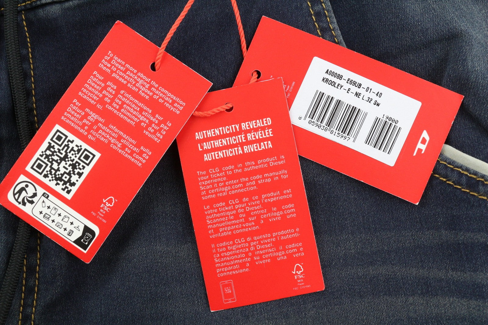 DIESEL Krooley Jogg E69UB Men Jeans W40/L32 Stretch Blue Washed Tapered RRP295