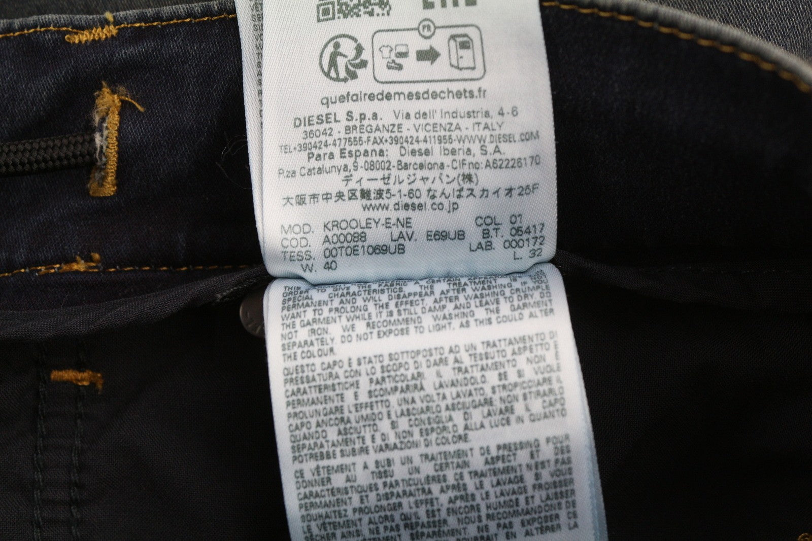 DIESEL Krooley Jogg E69UB Men Jeans W40/L32 Stretch Blue Washed Tapered RRP295