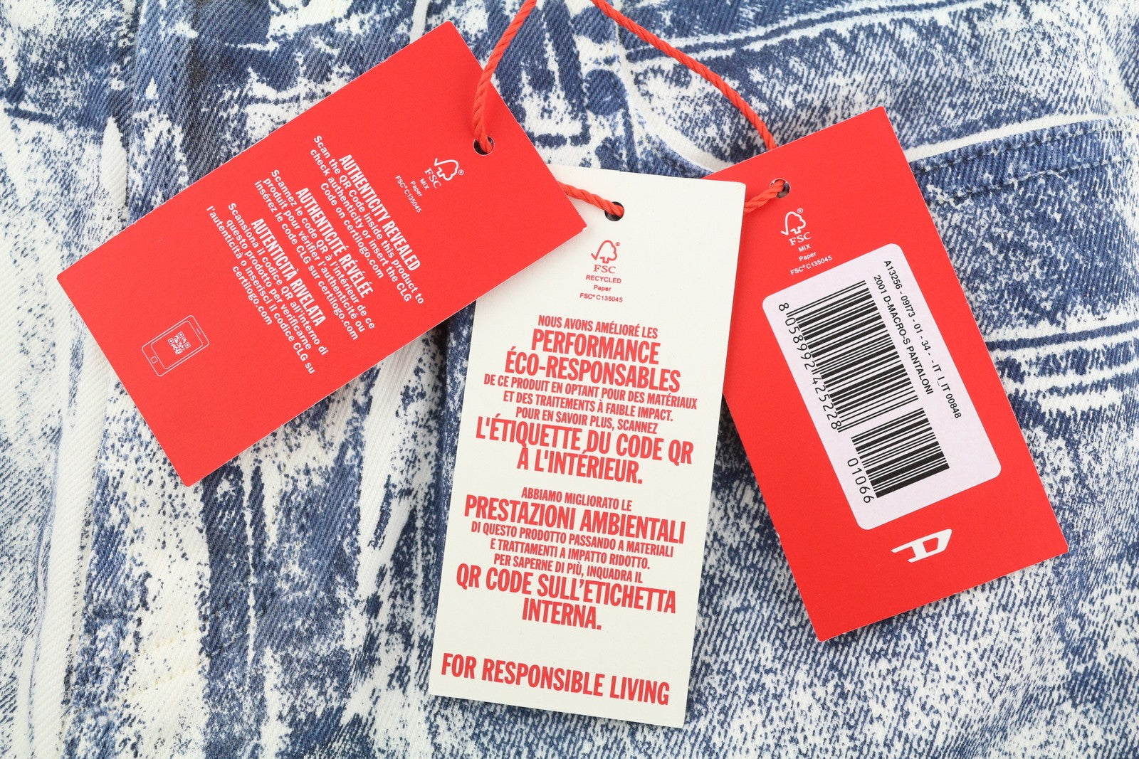 DIESEL 2001 D-Macro 09I73 Men Jeans W34 Loose Straight Button Faded Blue RRP375