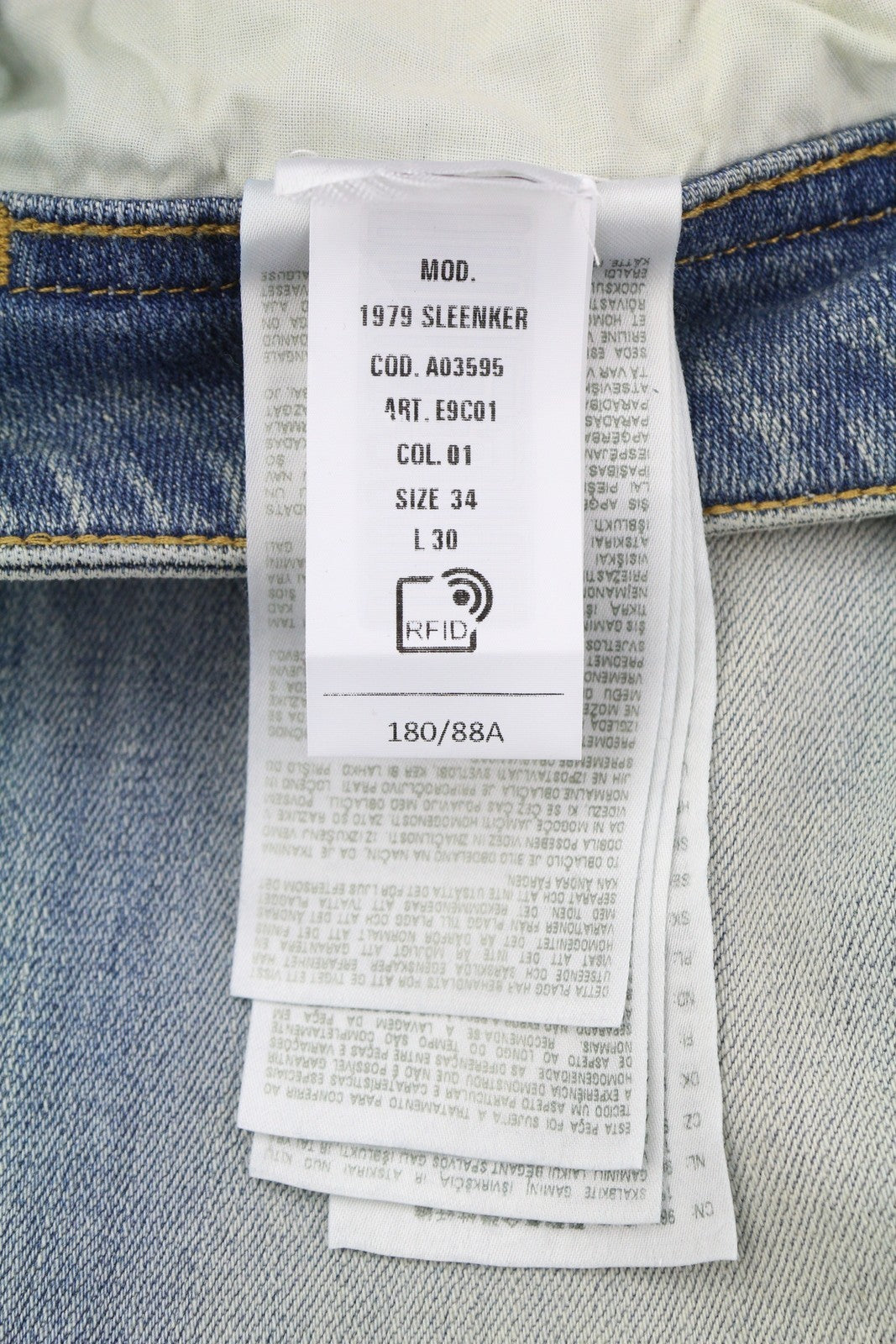 DIESEL 1979 Sleenker E9C01 Men's Jeans W34/L30 Skinny Low Blue Washed RRP275