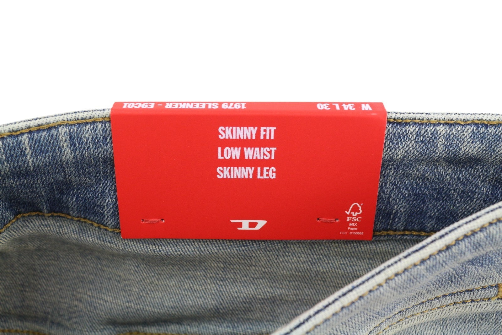 DIESEL 1979 Sleenker E9C01 Men's Jeans W34/L30 Skinny Low Blue Washed RRP275