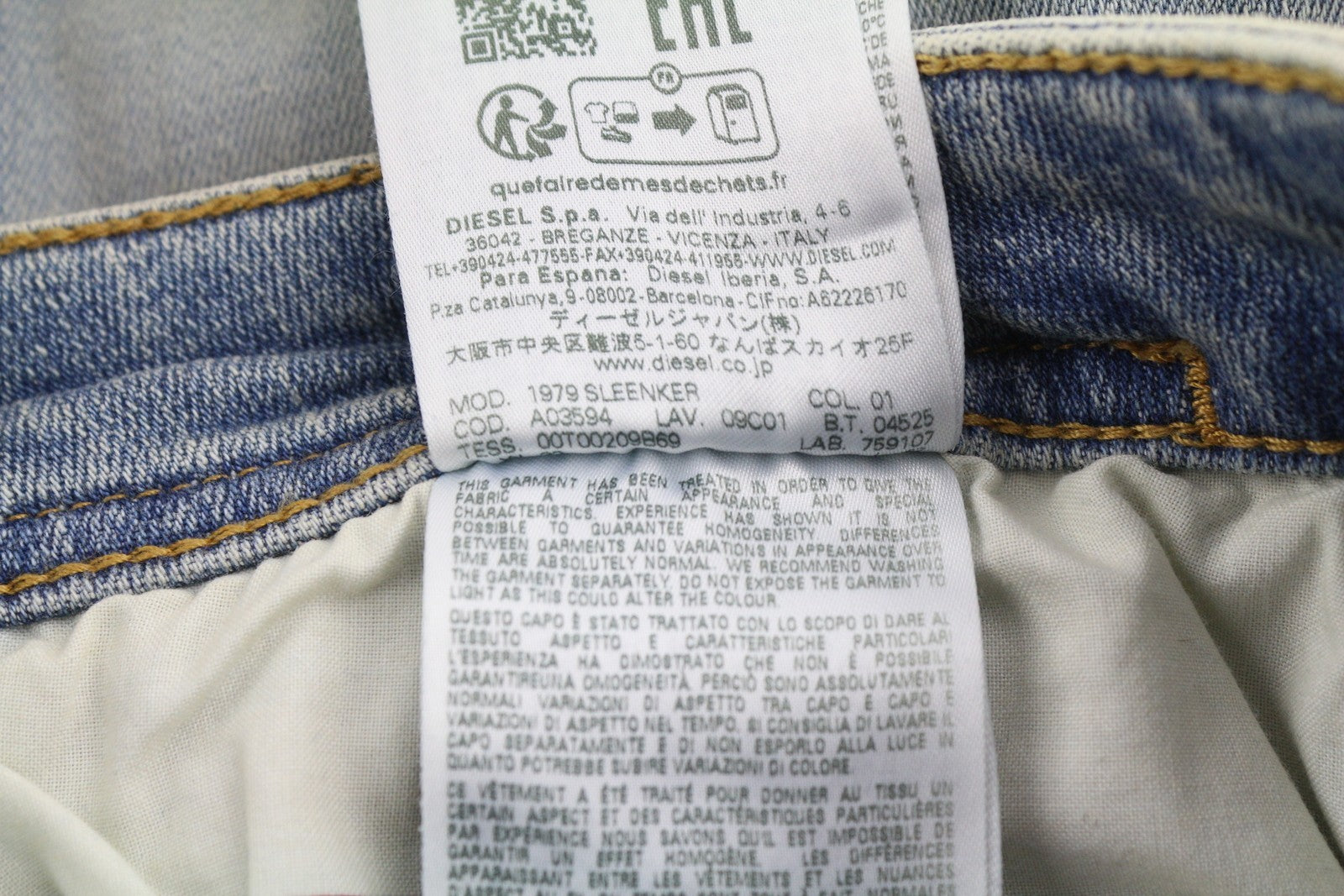 DIESEL 1979 Sleenker E9C01 Men's Jeans W32/L32 Skinny Distress Blue Low RRP275