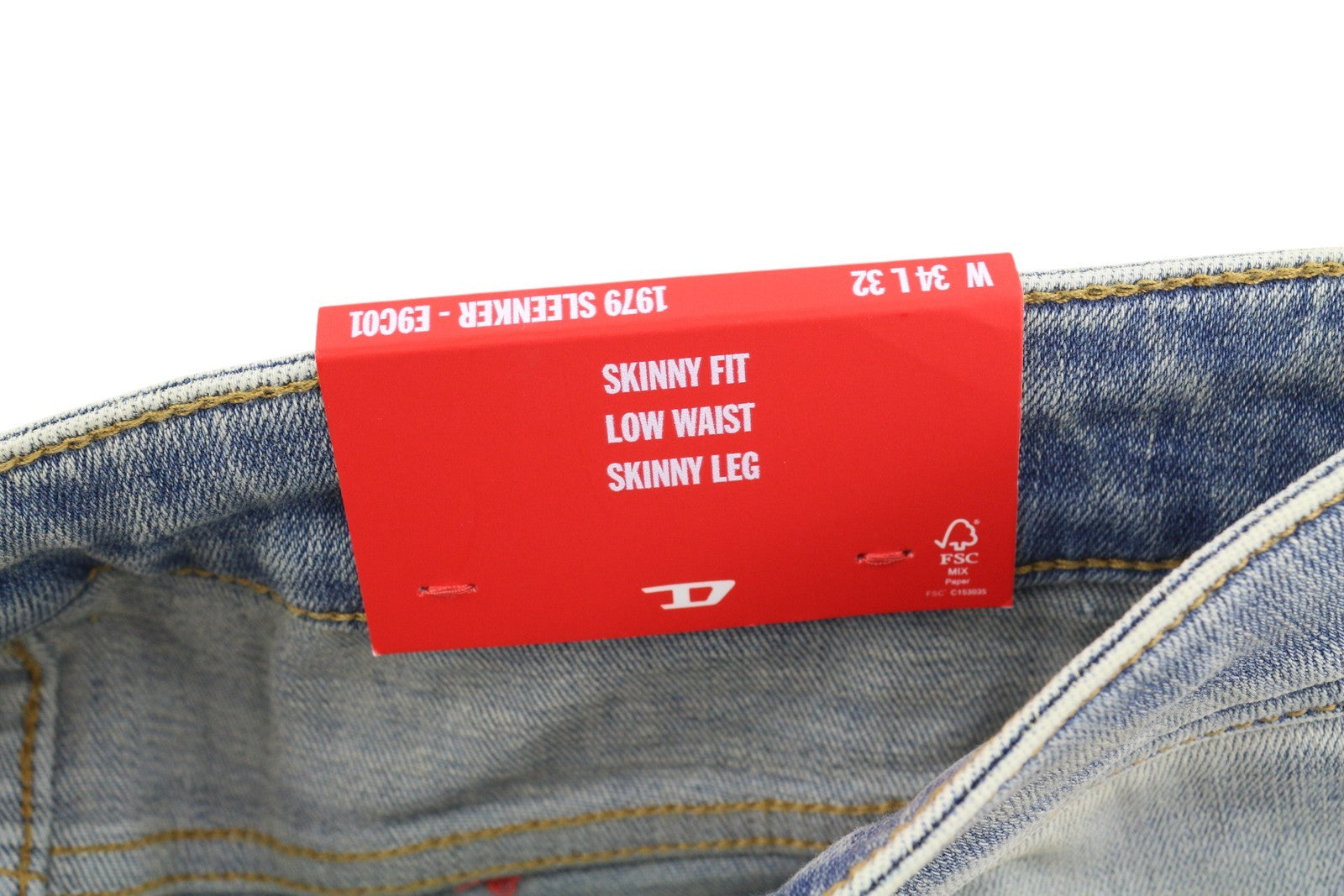 DIESEL 1979 Sleenker E9C01 Men's Jeans W34/L32 Skinny Fit Distress Blue RRP275