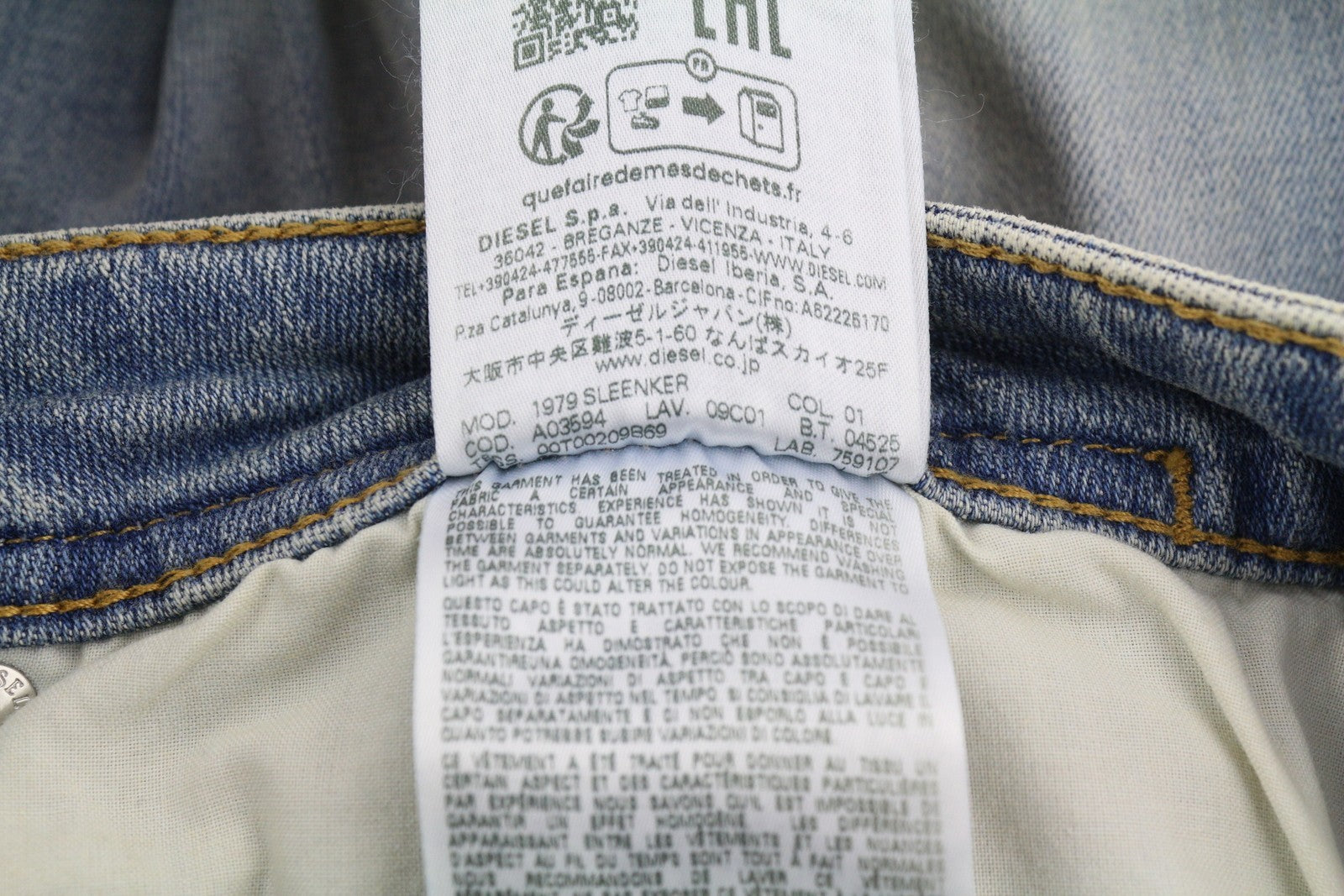 DIESEL 1979 Sleenker E9C01 Men's Jeans W36/L32 Skinny Distress Blue Low RRP275